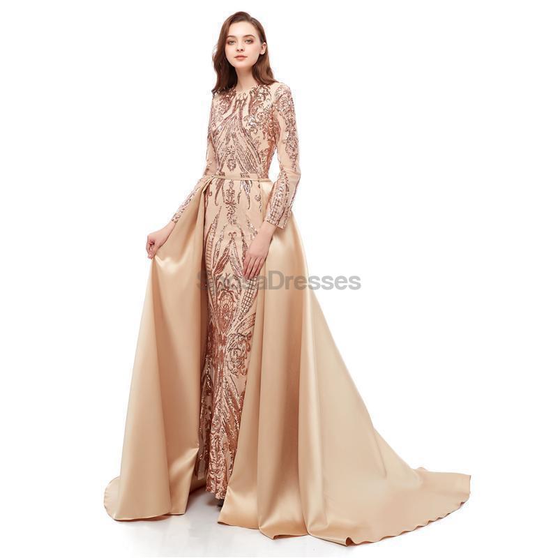Sparkly Sequin Long Sleeve Detachable Prom Dress for Evening Party - Elegant Formal Gown for Homecoming, Ball, Quinceañera & Special Occasions
