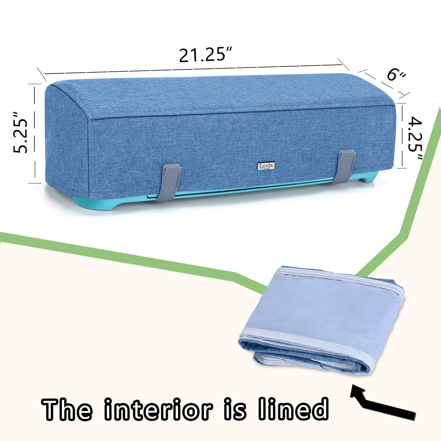Luxja Dust Cover for Cricut Explore Air & Air 2 - Machine Protector with Back Pockets, Blue Fabric Crafting Accessory - Perfect for Scrapbooking, Vinyl Cutting & DIY Projects
