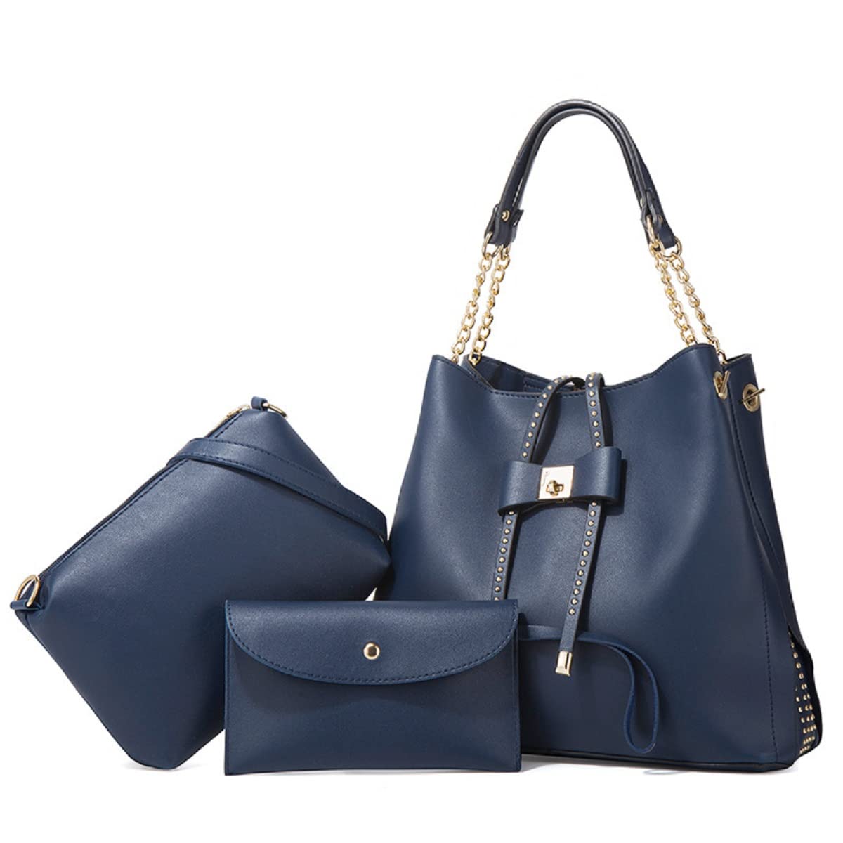 3-Piece Faux Leather Tote Bags Set for Women - Top Handle Shoulder Purses with Bowknot Design, Hobo Satchel Handbags | Perfect for Work, Travel, Shopping & Daily Use