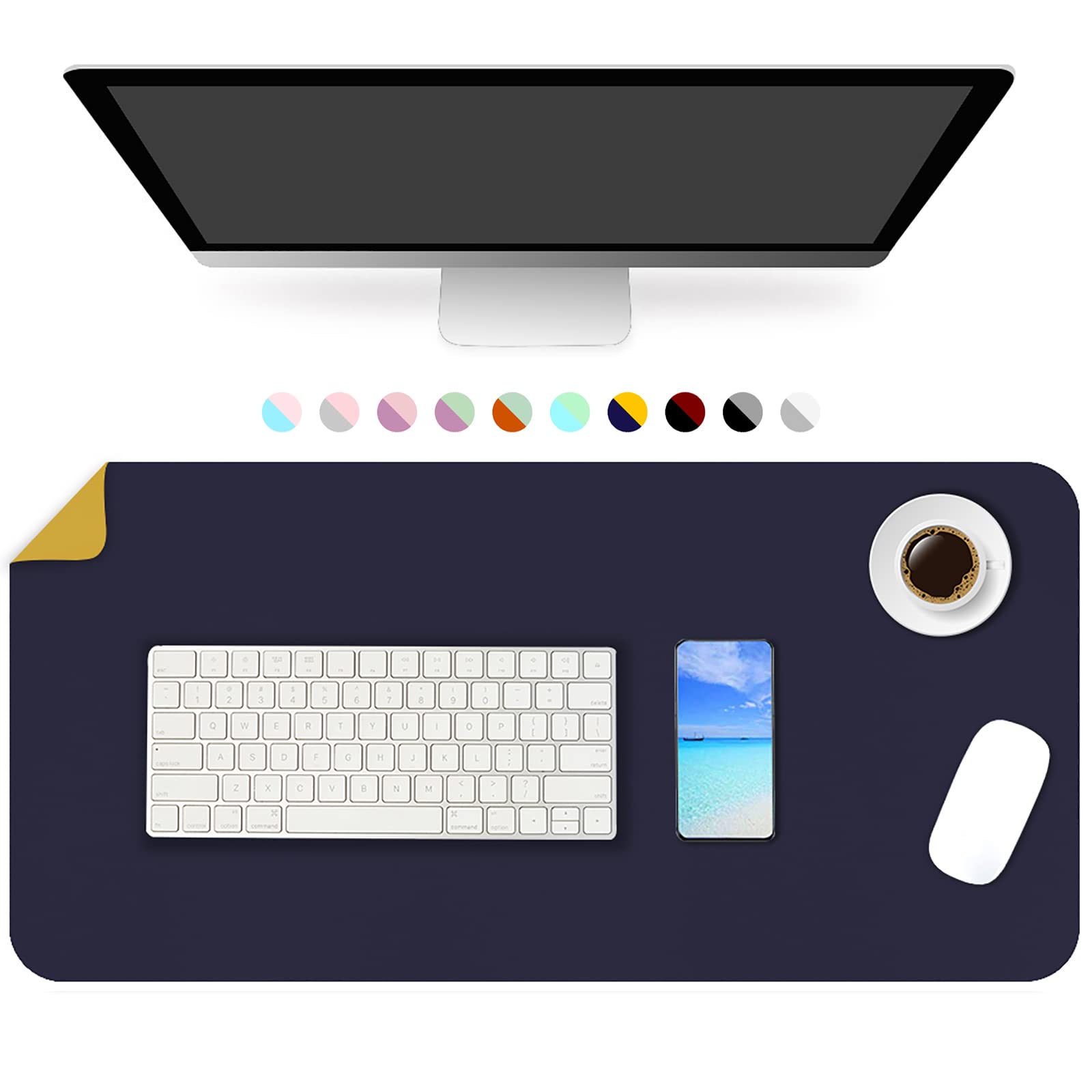 Premium Dual-Sided PU Leather Desk Pad - Waterproof Office & Home Desk Mat (31.7