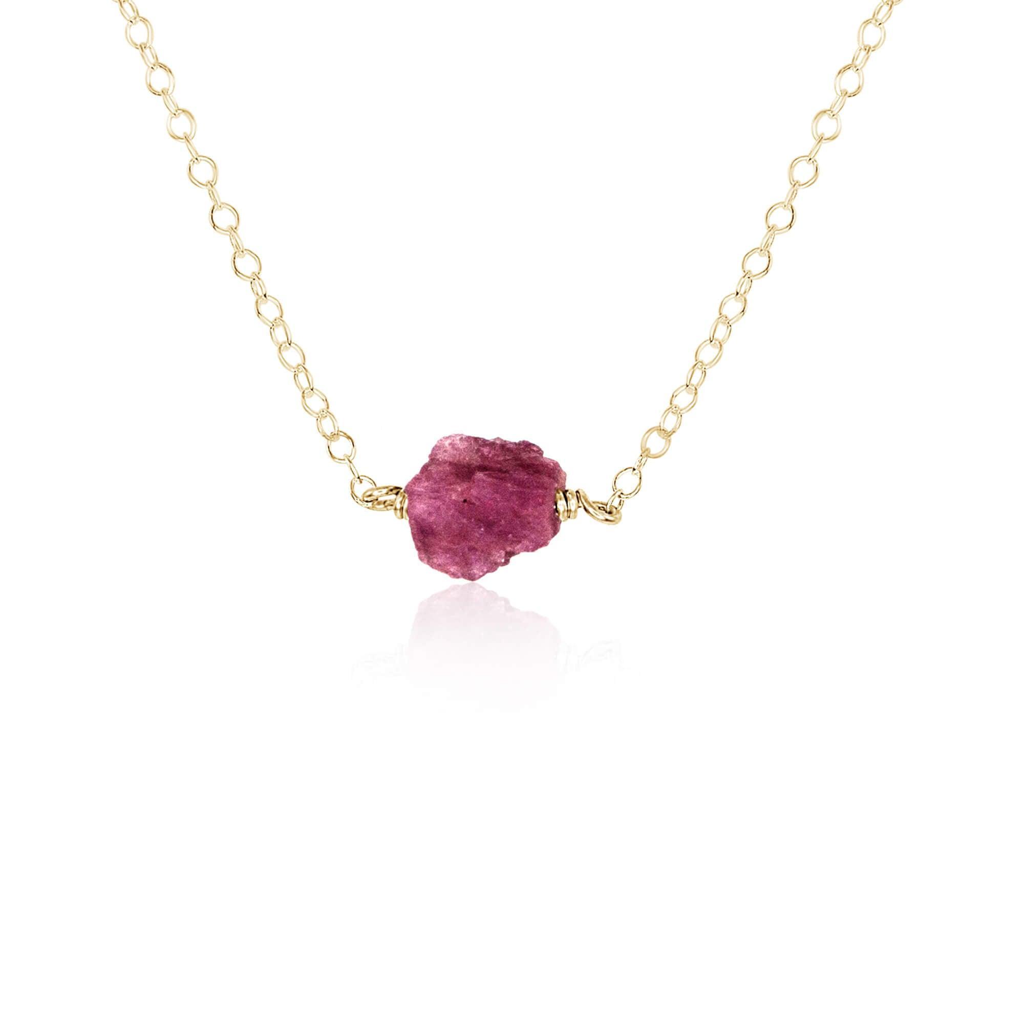 Natural Raw Pink Tourmaline Crystal Pendant Necklace - Healing Stone Jewelry for Women, Boho Chic Accessory | Perfect for Meditation, Yoga & Spiritual Gifts