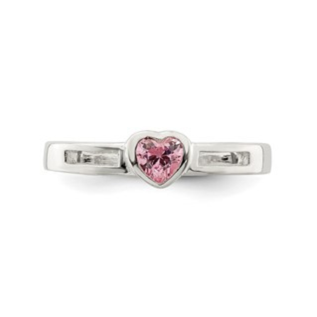 Pink Cubic Zirconia Heart Ring - Elegant Sterling Silver Jewelry for Women | Perfect for Valentine's Day, Anniversary & Romantic Gifts