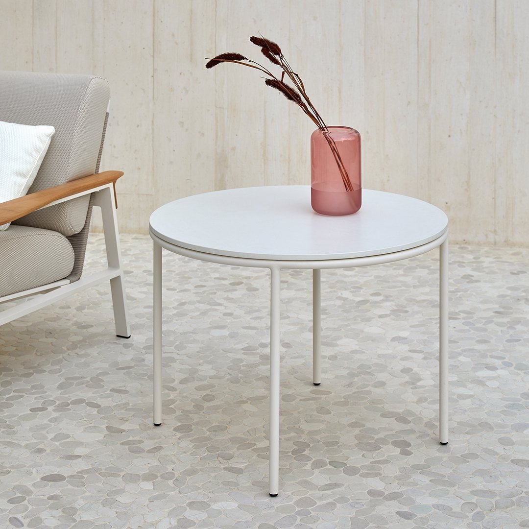 Round Outdoor Side Table for Patio, Garden, and Balcony - Durable Weather-Resistant Design for Coffee, Drinks, and Decor