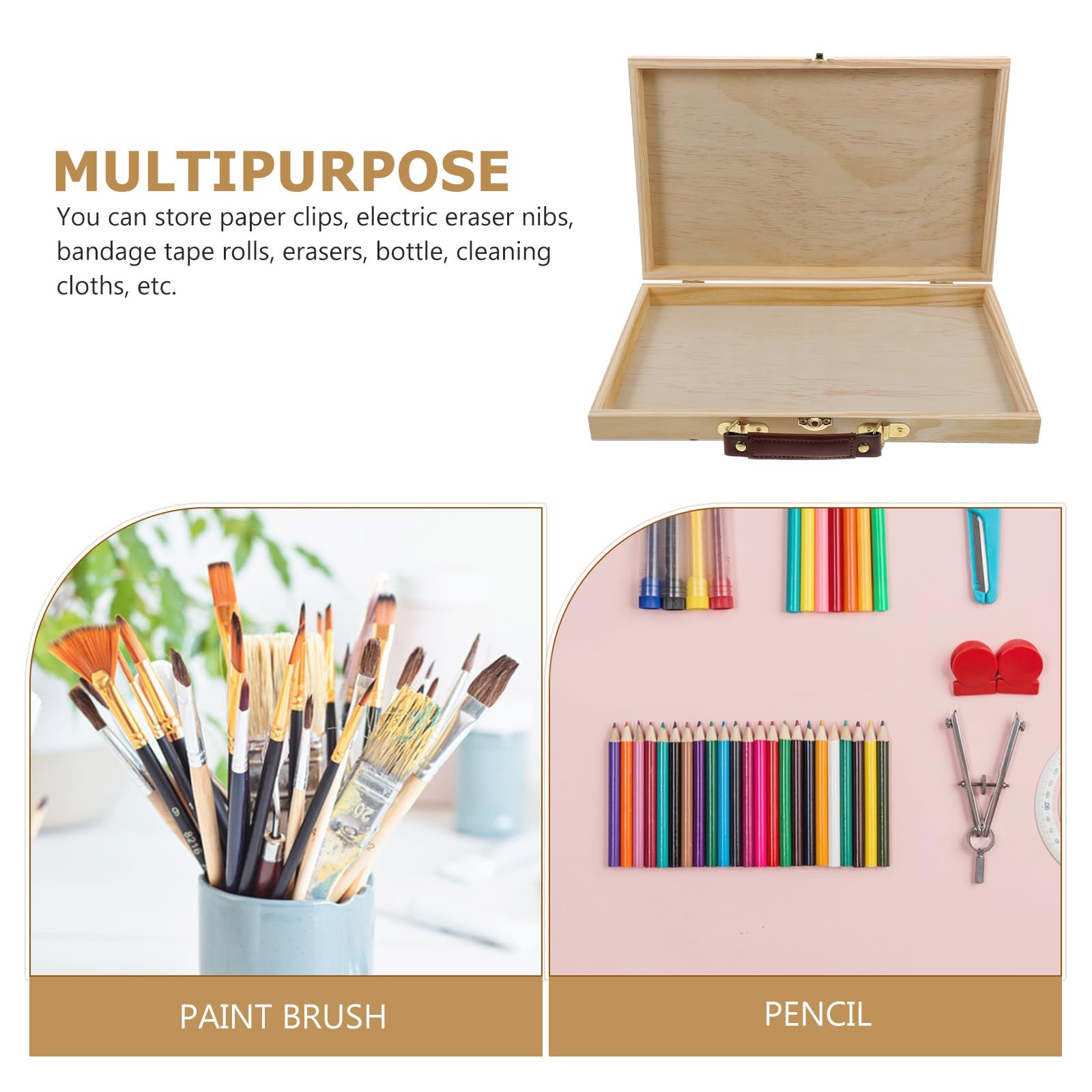 FAVOMOTO Portable Unfinished Wooden Art Storage Box - Artist Painting Organizer for Brushes, Paints & Pigments | Perfect for Studio, Classroom & Outdoor Sketching