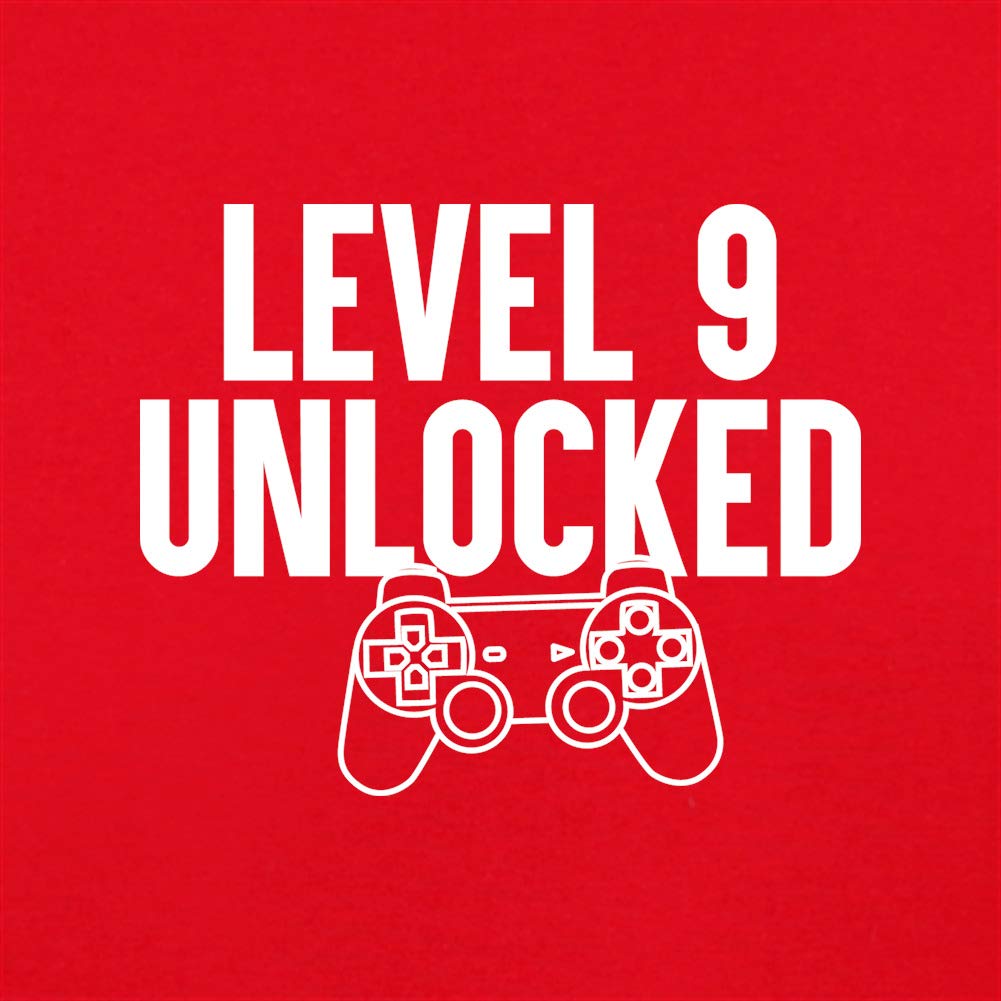 Level 9 Unlocked Kids Crewneck T-Shirt | Soft Cotton Short Sleeve Tee for Boys & Girls | Perfect for School, Playdates & Family Outings
