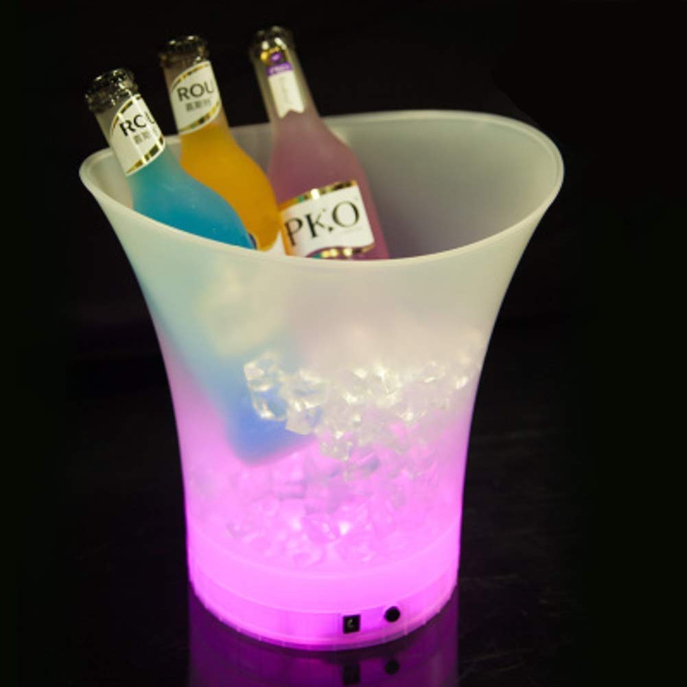 5L LED Ice Bucket for Champagne, Wine & Beer - Rechargeable Cooler Bucket with Food-Grade Plastic, Waterproof Large Wine Cooler & Compact Ice Tub for Parties, Outdoor Events & Home Entertaining