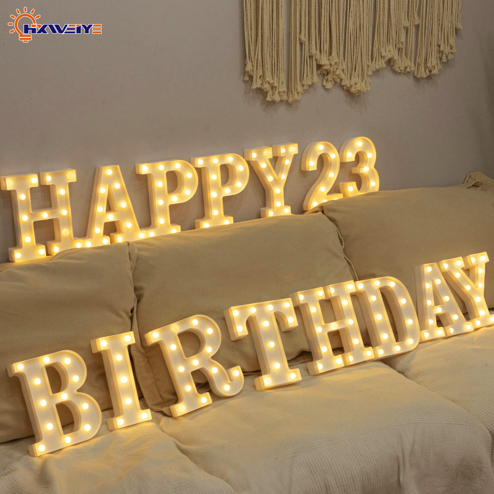 HXWEIYE LED Marquee Letter H - Light Up Alphabet Sign with 26 Letters & 10 Numbers - Battery Powered Party Decor for Birthday, Christmas, Bar - Warm White Lights for Home, Wedding, Holiday Decorations
