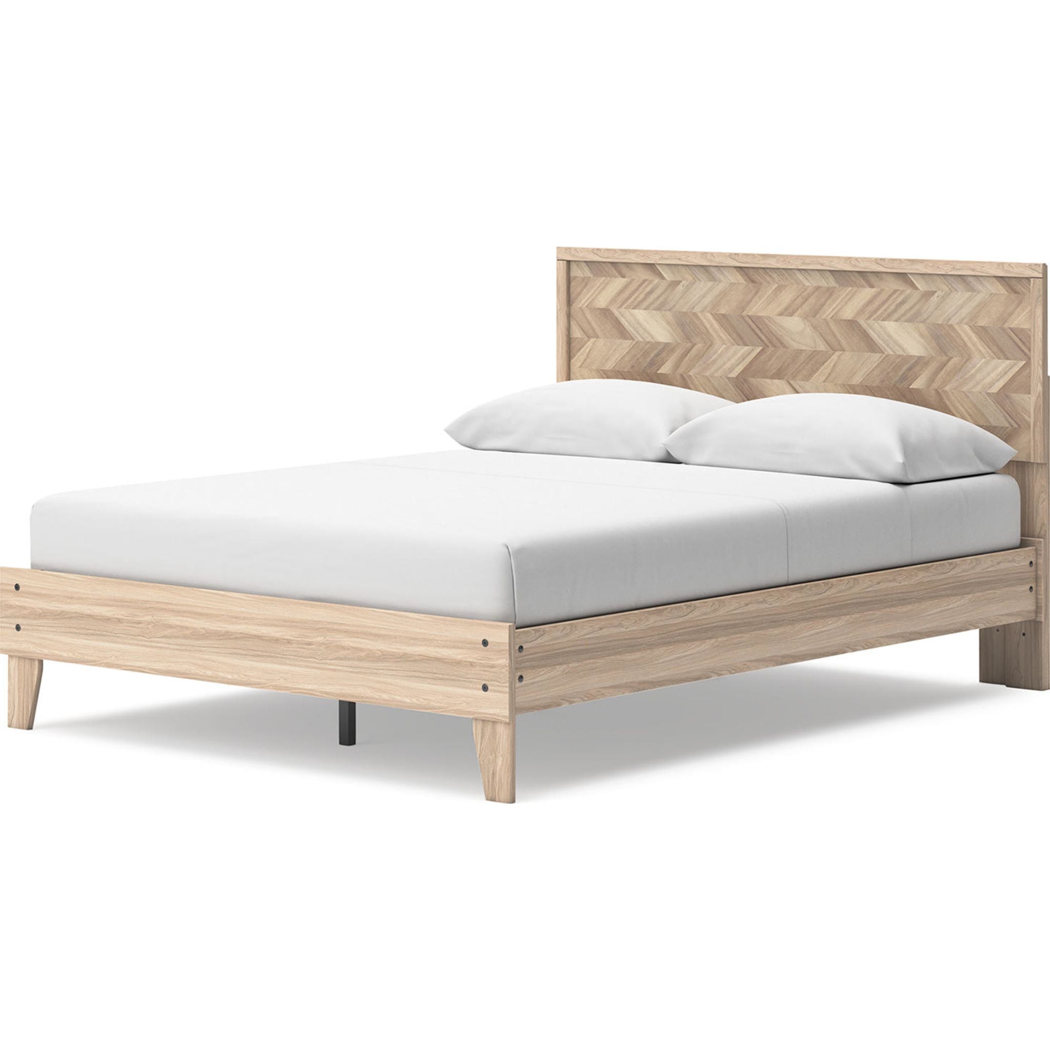 Battelle Queen Platform Bed Frame with Headboard - Tan Brown Wooden Bed Frame for Bedroom, Modern Minimalist Design, Sturdy & Noise-Free, Perfect for Small Spaces & Guest Rooms