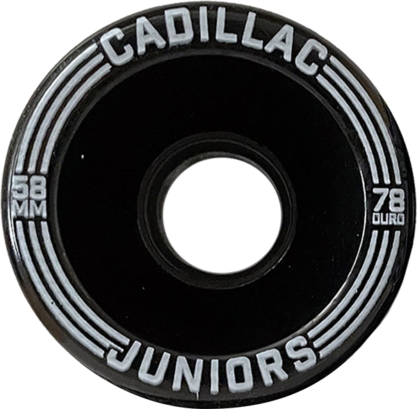 Cadillac Juniors 58mm 78a Black Skateboard Wheels - Set of 4 - Smooth Ride for Street & Park Skating - Perfect for Beginners & Cruising