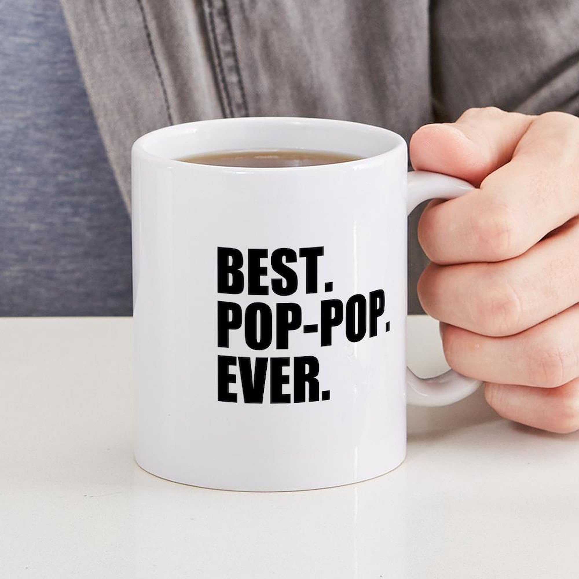 Best Pop Pop Ever 11 oz Ceramic Coffee Mug - 325 ml White Coffee Cup for Office, Home & Gifts - Funny Novelty Mug for Tea, Hot Chocolate & Coffee Lovers