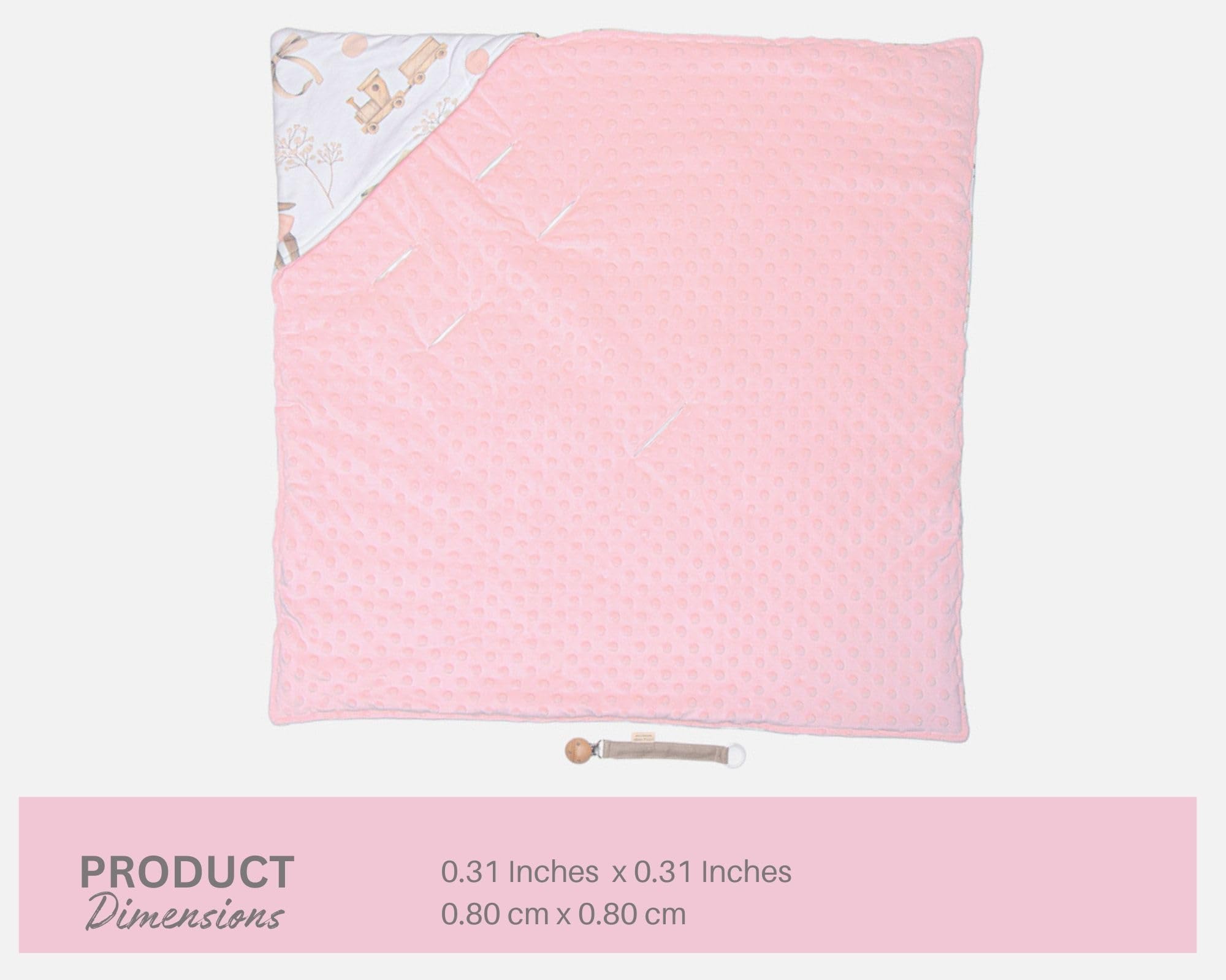 Soft Cotton Pacifier Clip & Minky Dot Swaddle Blanket for Baby Car Seat - Breathable & Cozy Infant Blanket Cover (Blush Pink) | Perfect for Stroller, Crib & Travel Use