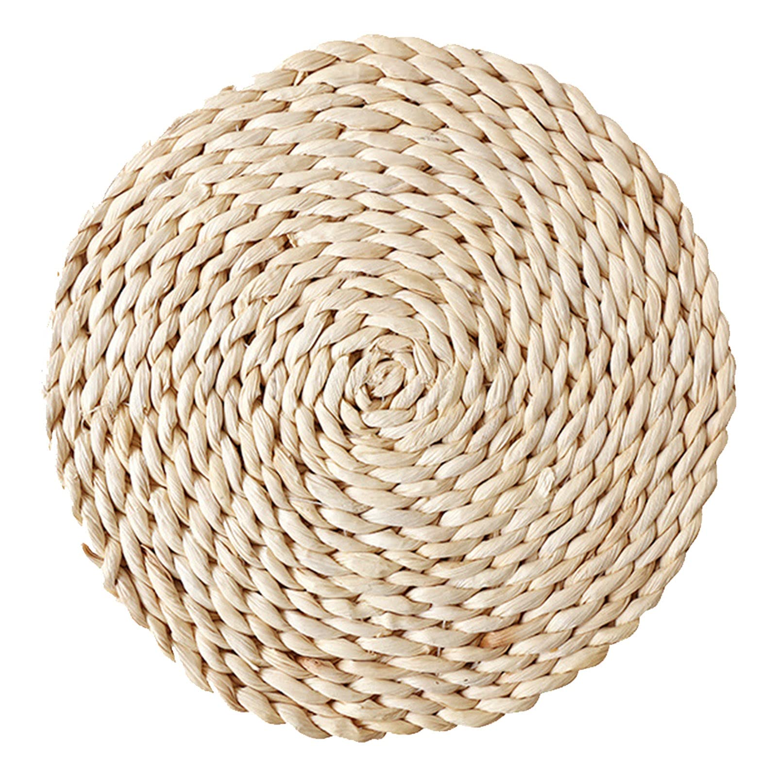 Boho Round Straw Placemats Set of 2 - 14 Inch Washable Woven Table Mats for Kitchen, Dining & Bar - Perfect for Modern 4-Person Tables, Indoor/Outdoor Use