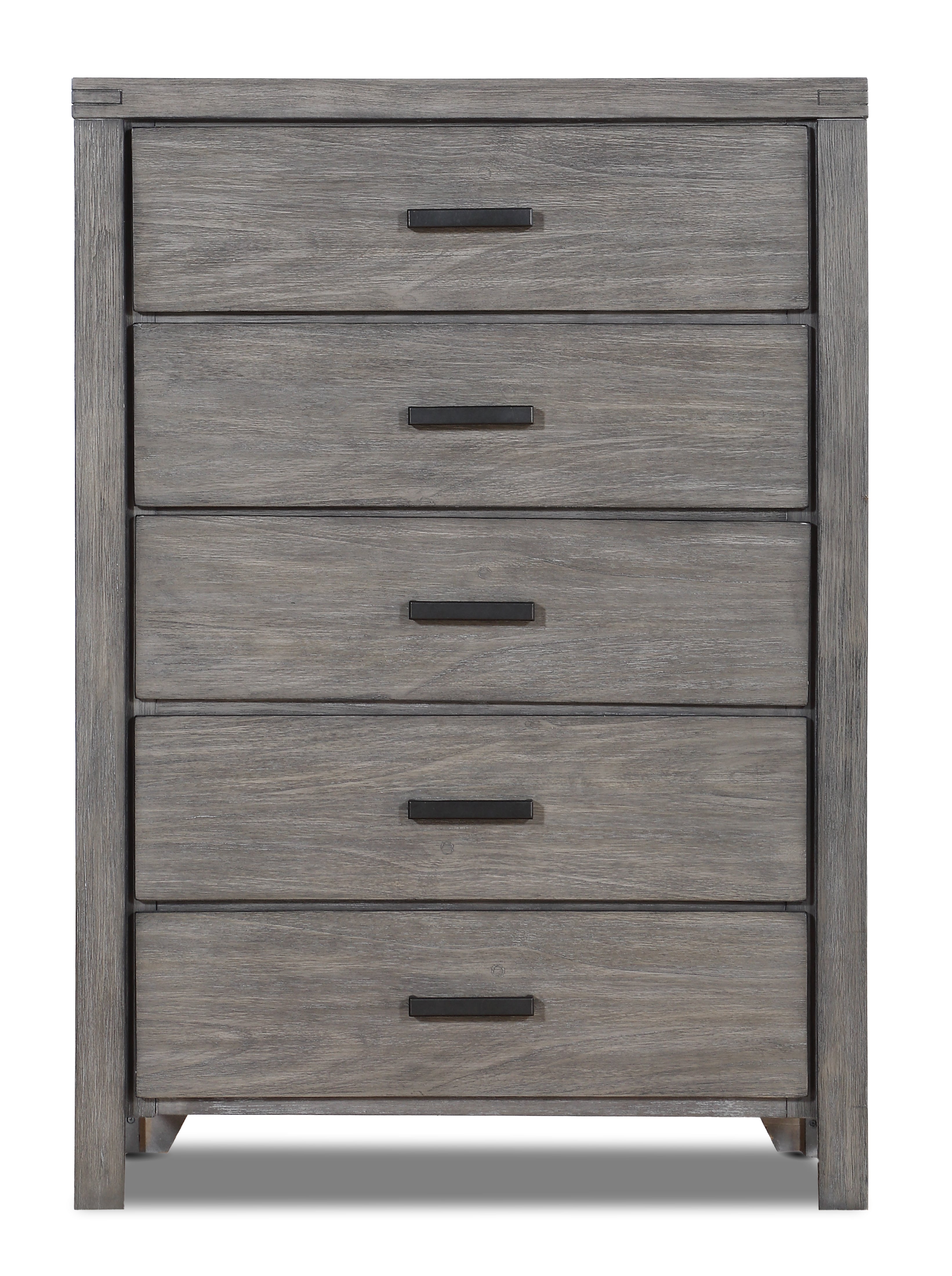 Copeland 5-Drawer Dresser Chest - Wire Brushed Grey Finish - Modern Bedroom Storage for Clothes & Accessories