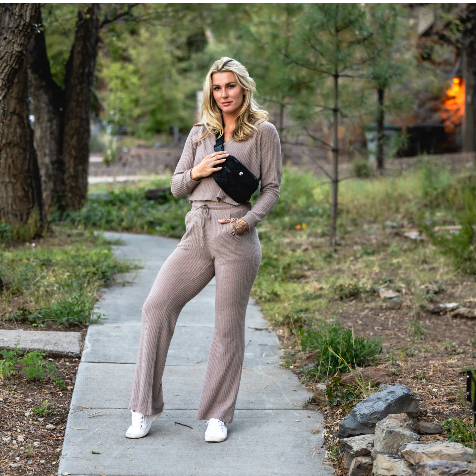 R&R Waffle Lounge Pant for Women - Soft Stucco Waffle Knit Pajama Pants, Comfortable Sleepwear & Loungewear for Relaxing at Home