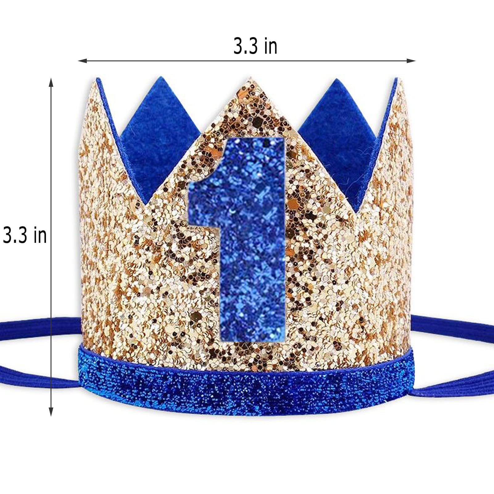 1st Birthday Hat for Baby Boy - Gold Crown Headband with 