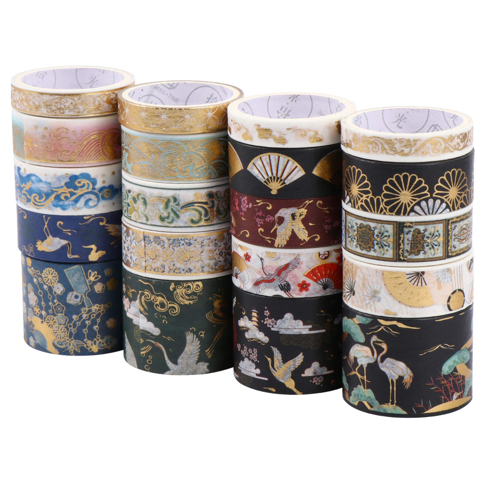 Vintage Bronzing Washi Tape Set - 20 Rolls Colorful Masking Tapes for Scrapbooking, DIY Crafts, Journaling & Gift Wrapping - Perfect for Card Making, Bullet Journals, Home Decor & Party Supplies