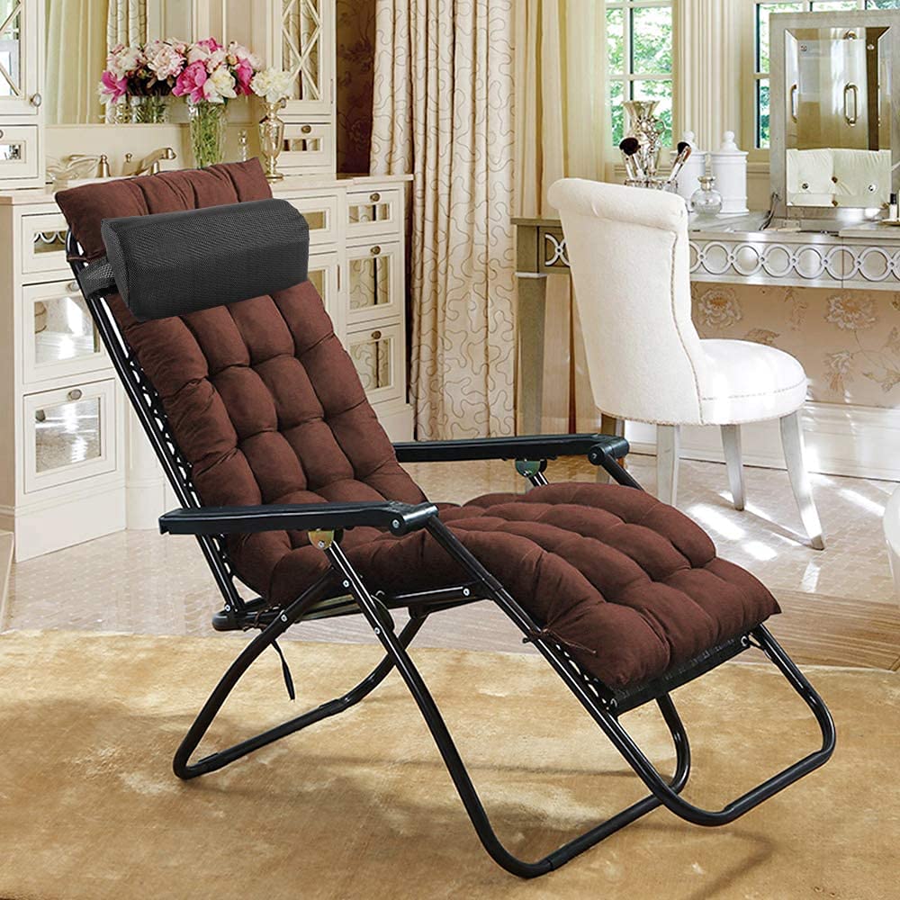 Ergonomic Lounge Chair Pillow - Soft Removable Headrest Cushion for Chaise Longue, Sunbathing & Relaxation | Perfect for Backyard, Beach, Poolside & Picnic | Comfortable Support for Reading & Napping (Black)