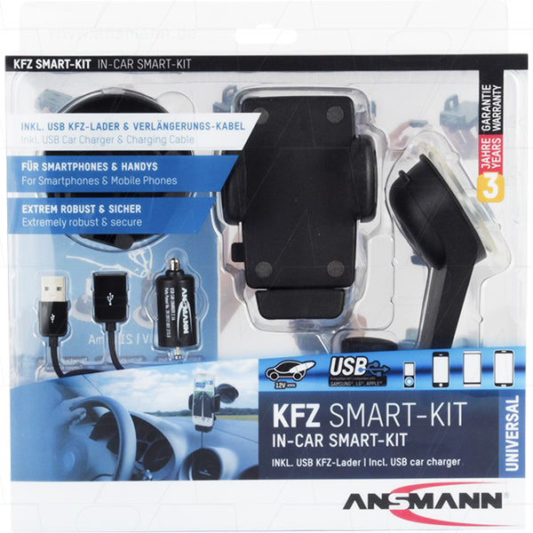 Ansmann Universal Car Windscreen Mount - Adjustable Phone & GPS Holder for Safe Driving - Perfect for iPhone, Samsung, Google Pixel & Navigation Devices