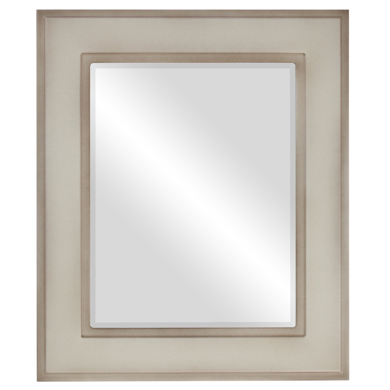 Montreal Style Rectangle Beveled Wall Mirror - Taupe Frame - 29x35 Inches - Elegant Home Decor for Living Room, Bedroom & Entryway