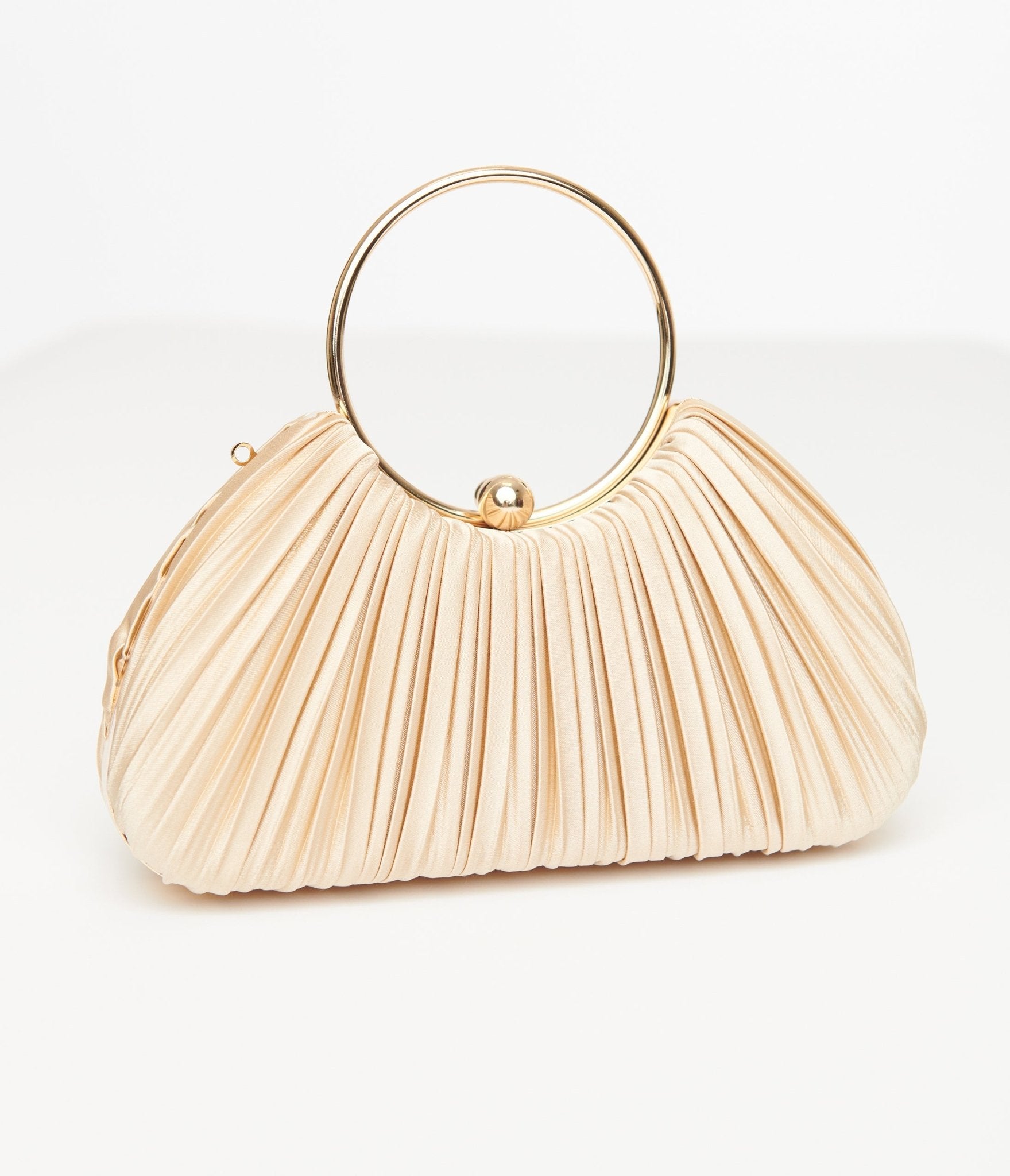 Vintage 1920s Champagne Pleated Handbag for Women - Elegant Retro Evening Clutch - Perfect for Gatsby Parties, Weddings & Special Occasions