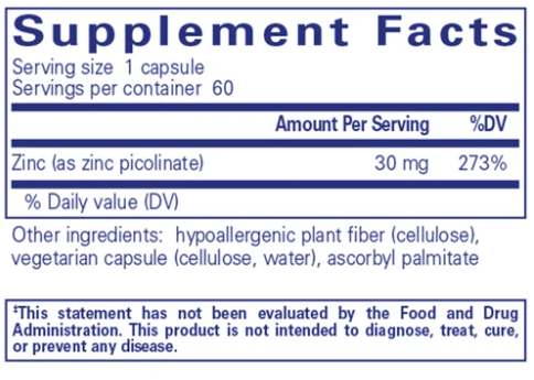Zinc 30mg 60 Capsules - Immune Support Supplement for Adults & Kids - Daily Zinc Pills for Immune System Boost, Cold & Flu Defense
