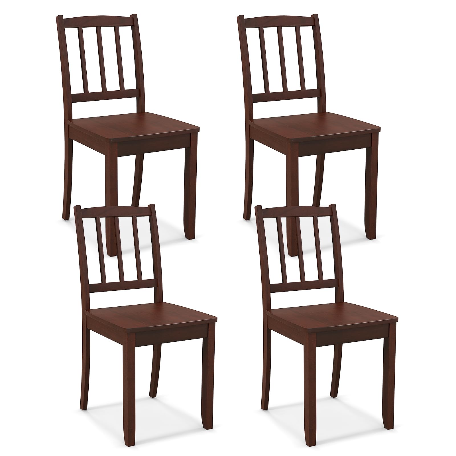 Giantex Farmhouse Dining Chairs Set of 4 - Modern Kitchen Chairs with Rubber Wood Legs & Curved Backrest - Ladder Back Diner Chairs for Dining Room, Kitchen, Study - 400 LBS Weight Capacity - Brown Wooden Side Chairs - Perfect for Farmhouse Decor, Small Spaces & Family Gatherings