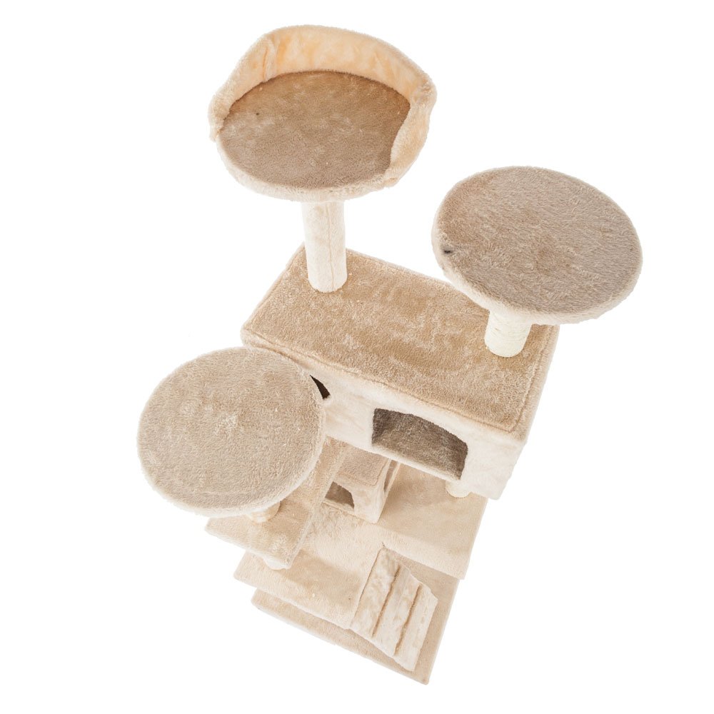 Premium Cat Tree for Kittens - Multi-Level Cat Climb Tower with Scratching Posts & Cozy Pet Bed - Beige Cat Furniture for Indoor Play & Relaxation | Perfect for Small Spaces & Active Cats