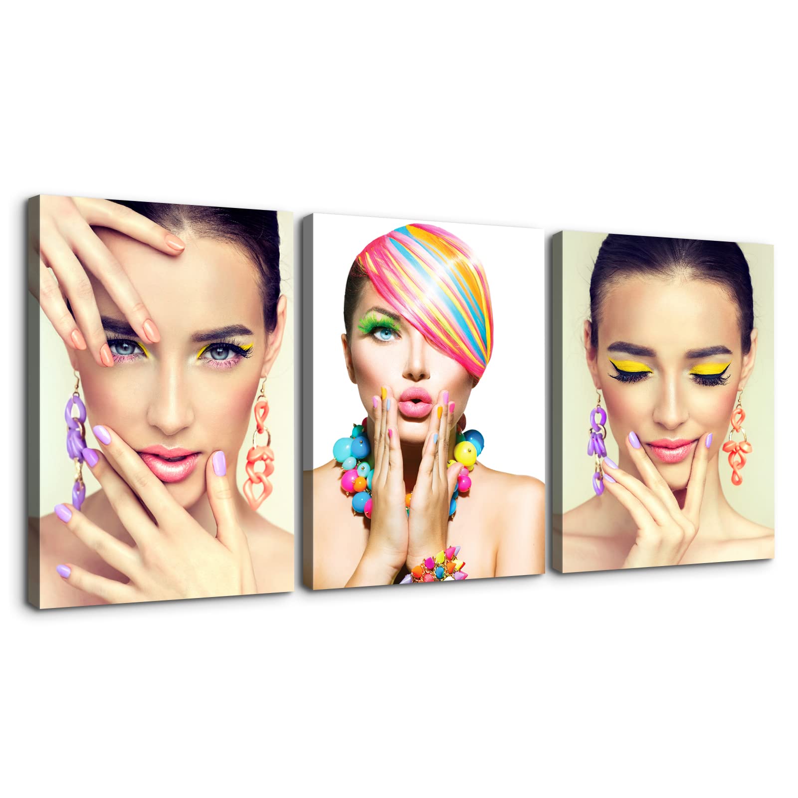 Denozer Salon Nail Room Wall Decor - 3-Panel Canvas Wall Art for Nail & Beauty Studios, 20