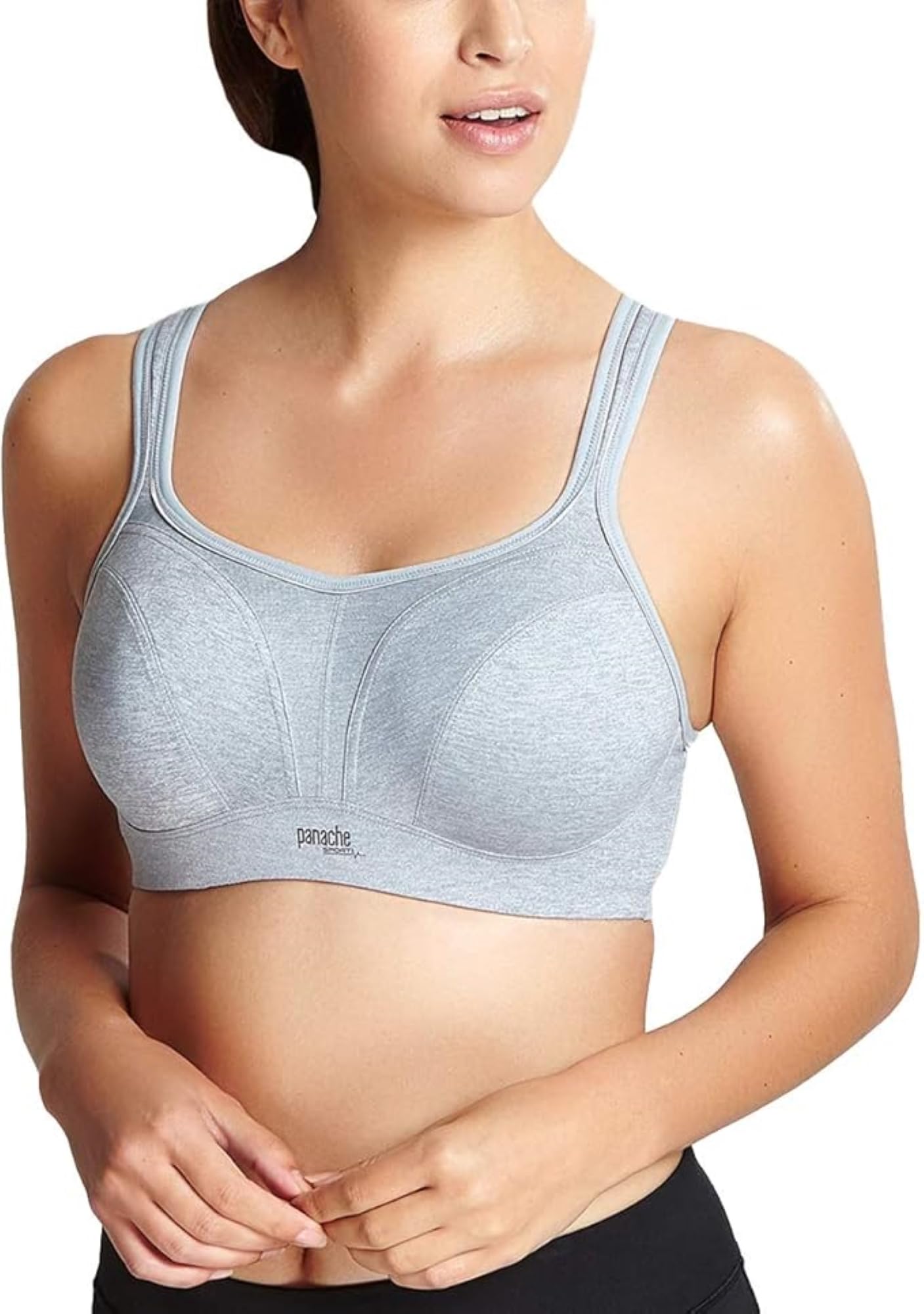 Panache Women's High Impact Underwire Sports Bra - Max Support, Moisture Wicking, Heavy Duty Workout Bra for Running, Gym & High Intensity Training | Grey Marl 28DD