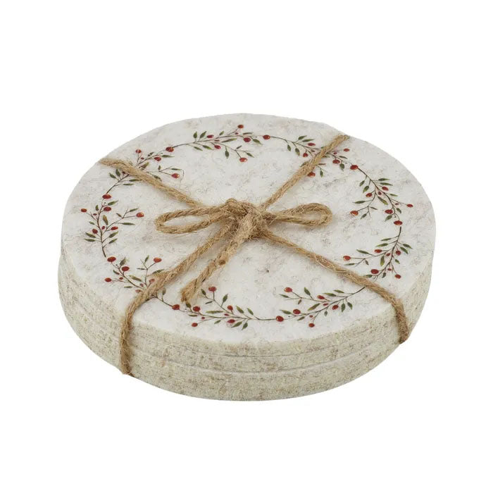 Christmas Coasters Set - 10cm Round Holiday Drink Coasters for Coffee, Wine & Beer - Perfect for Christmas Party Decorations & Home Dining Table Protection