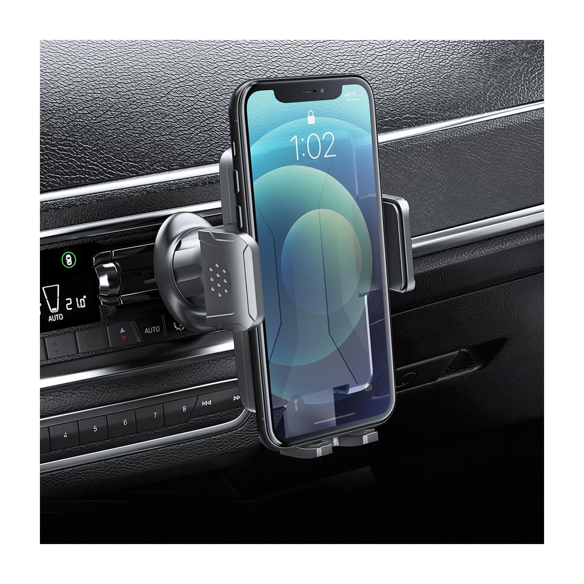 360° Rotating Car Air Vent Phone Mount - Adjustable Hands-Free Holder for iPhone 14/13/12 Pro Max & Android Smartphones | Perfect for GPS Navigation & Safe Driving (Black)
