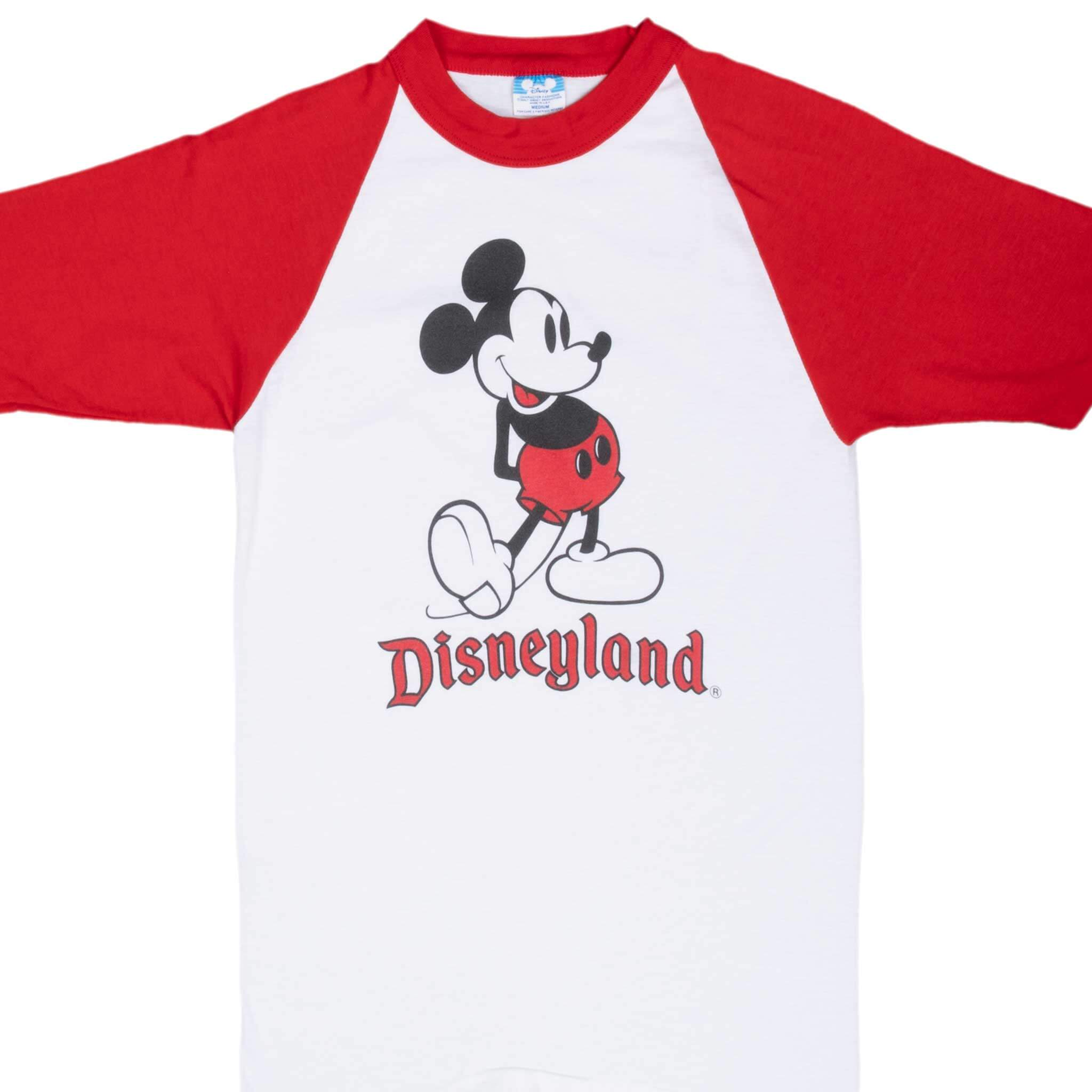 Vintage Disney Mickey Mouse Disneyland Raglan 1990s Tee Shirt XS - Made in USA - Retro Graphic T-Shirt for Casual Wear & Disney Fans Collection