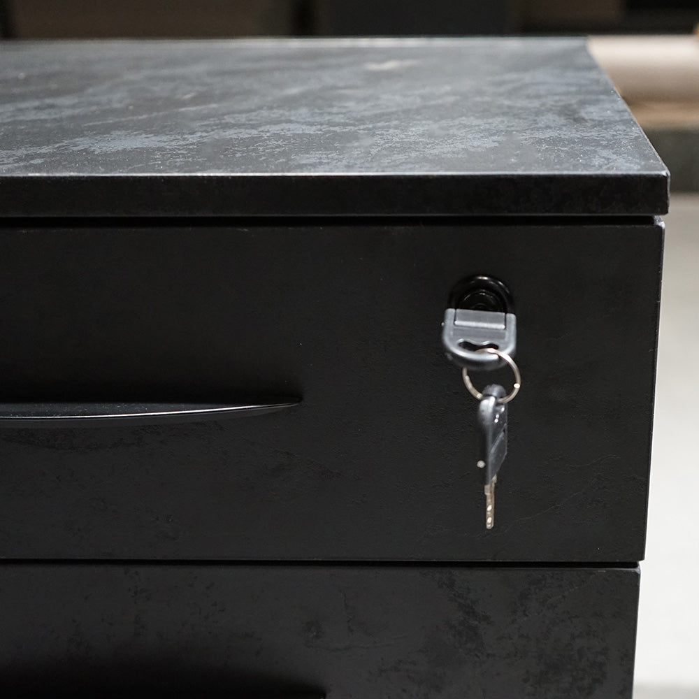 ADRIANO Black Executive Office Desk - Reversible 165cm to 180cm - Black Concrete Finish - Perfect for Home Office & Corporate Workspaces