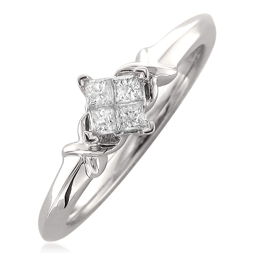 1/5 Carat Princess Cut Diamond Promise Ring - 10kt White Gold Invisible Setting (I-J, I2-I3) | Elegant Gift for Engagement, Anniversary & Special Occasions