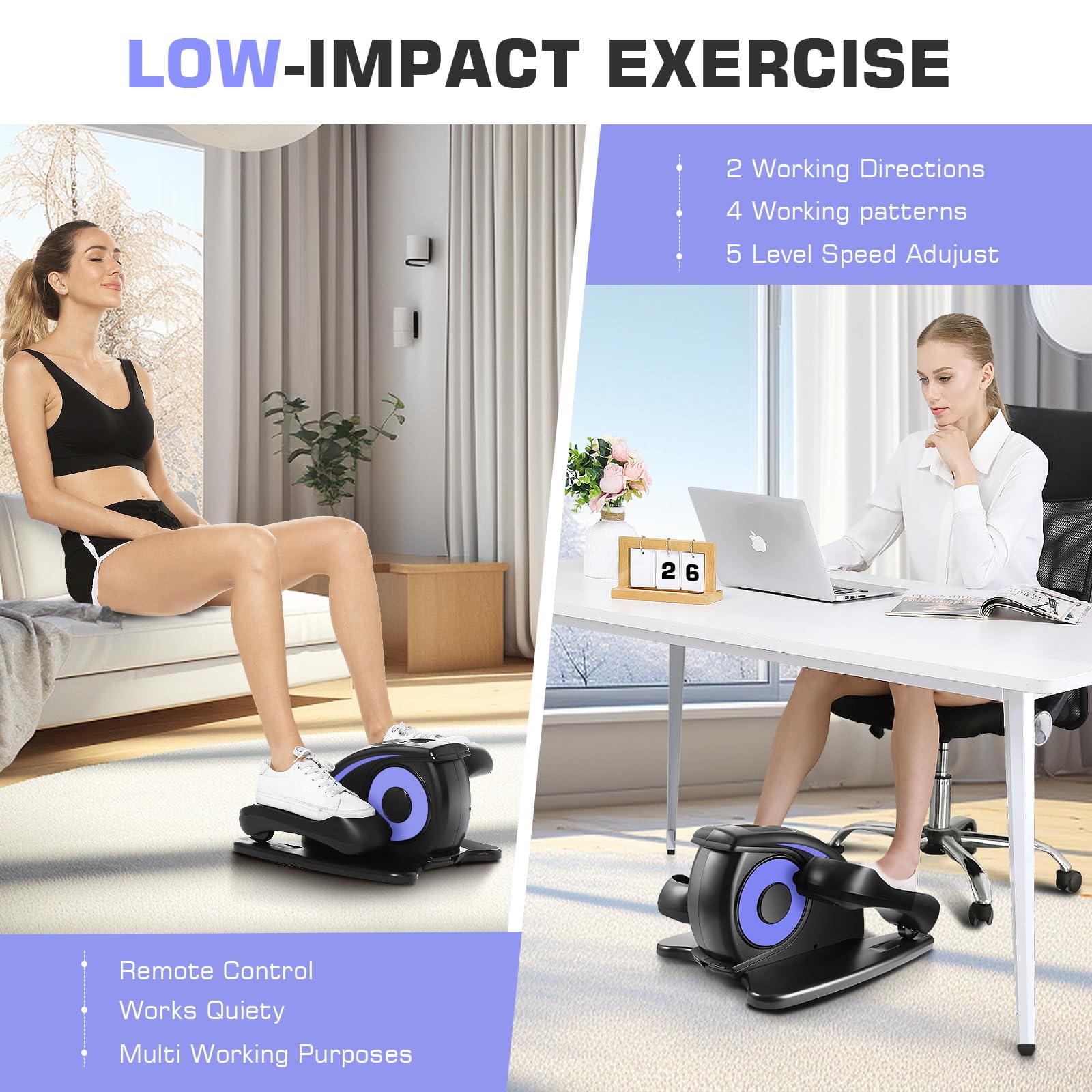 ANCHEER Under Desk Elliptical Machine - Electric Seated Pedal Exerciser for Home & Office, Mini Elliptical Trainer with LCD Display & Remote Control - Ideal for Seniors, Physical Therapy & Low-Impact Workouts While Sitting at Desk or Watching TV