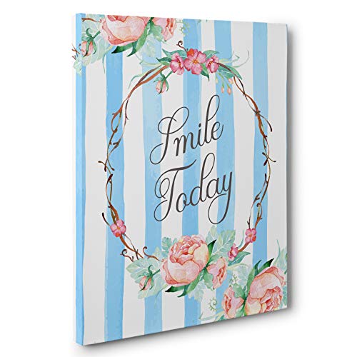 Smile Today Inspirational Canvas Wall Art - Motivational Home Decor for Living Room, Bedroom & Office