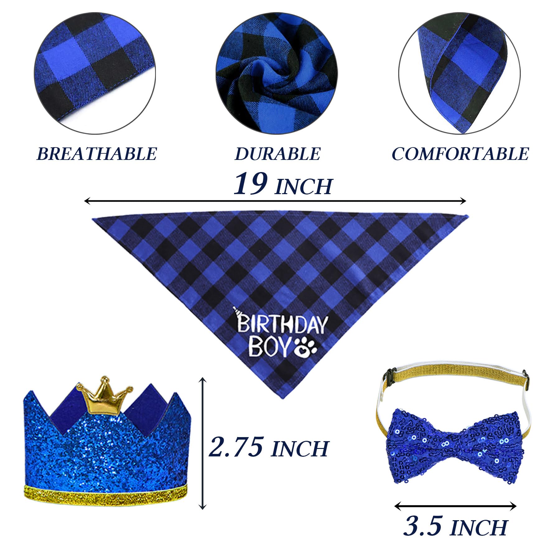 STMK Cat Birthday Party Supplies Set - Cat Birthday Hat with Numbers, Bandana & Bow Tie for Birthday Boy - Perfect for Cat Birthday Decorations & Themed Parties