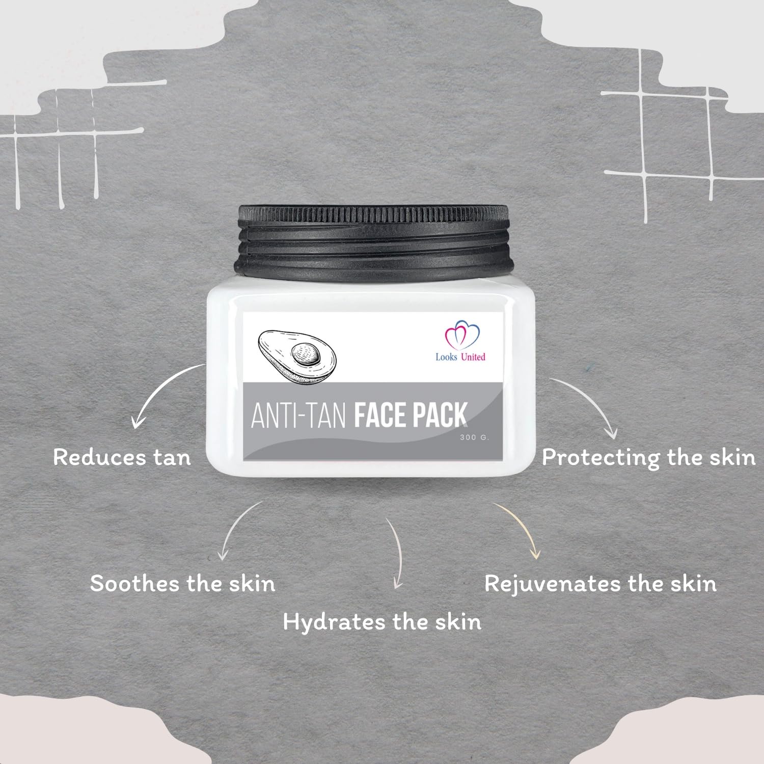 Best Anti-Tan Face Pack with Avocado & Multani Mitti - Brightening & Detoxifying Facial Mask for Glowing Skin | Perfect for Summer Skincare & Sun Damage Repair