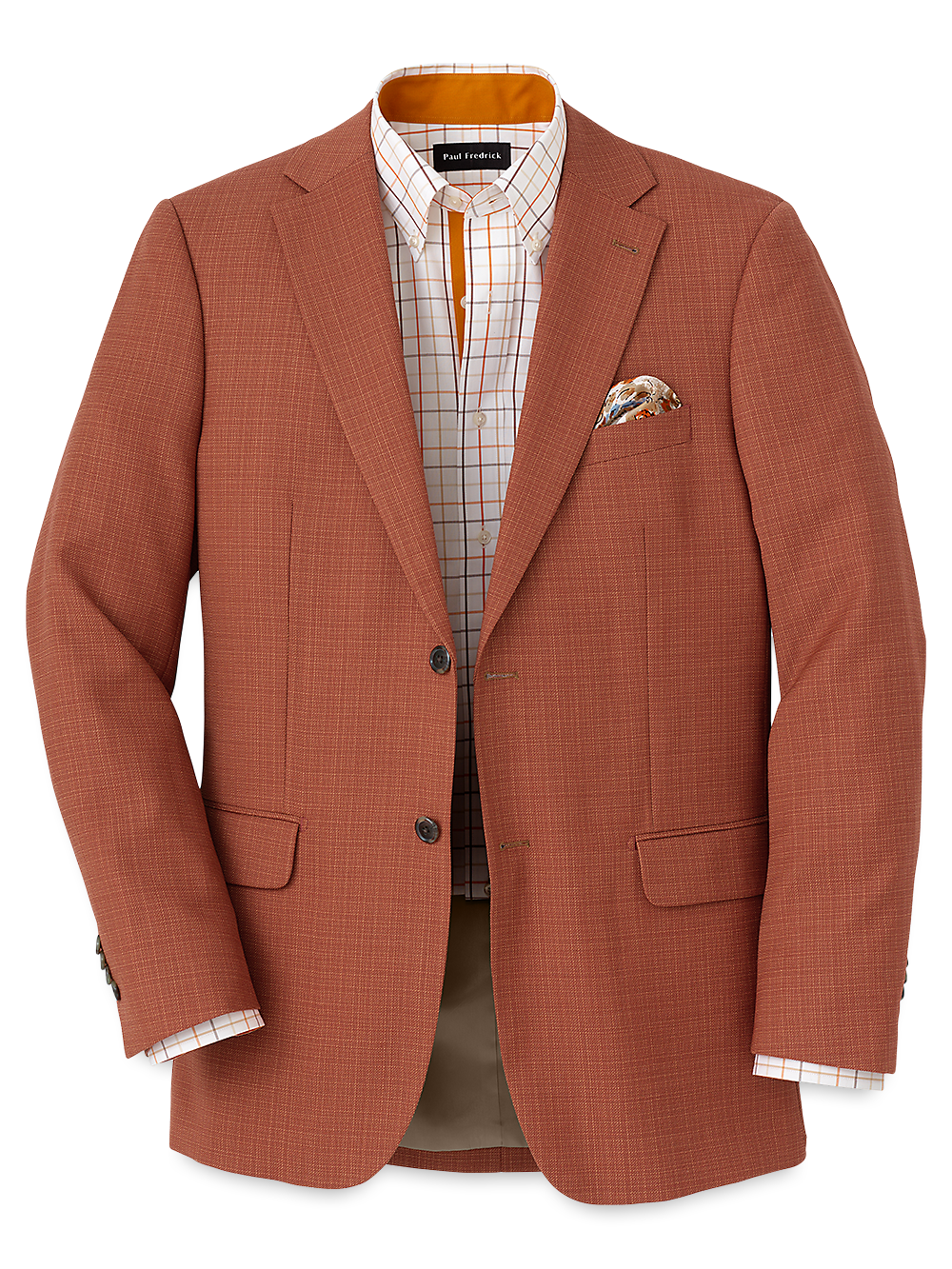 Premium Wool Single Breasted Notch Lapel Blazer - Rust Brown | Men's Business Casual Sport Coat for Office, Weddings & Formal Events