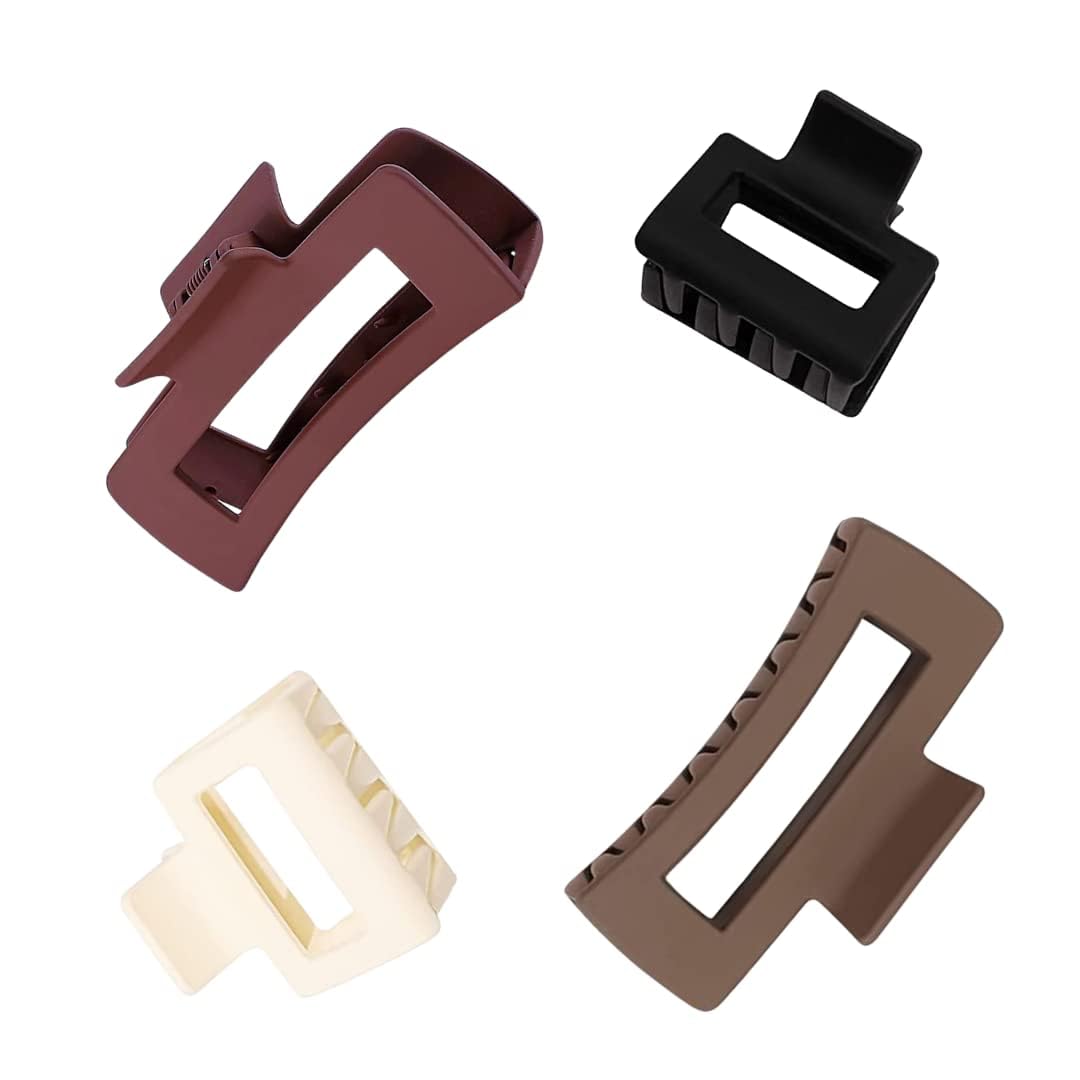 BAKEFY 6-Piece Hair Claw Clips Set - Large Medium Small Sizes for Thin & Thick Hair | Non-Slip Grip Hair Clamps for Women & Girls | Variety Pack with Different Shapes | Perfect for Ponytails, Buns & Everyday Hairstyles