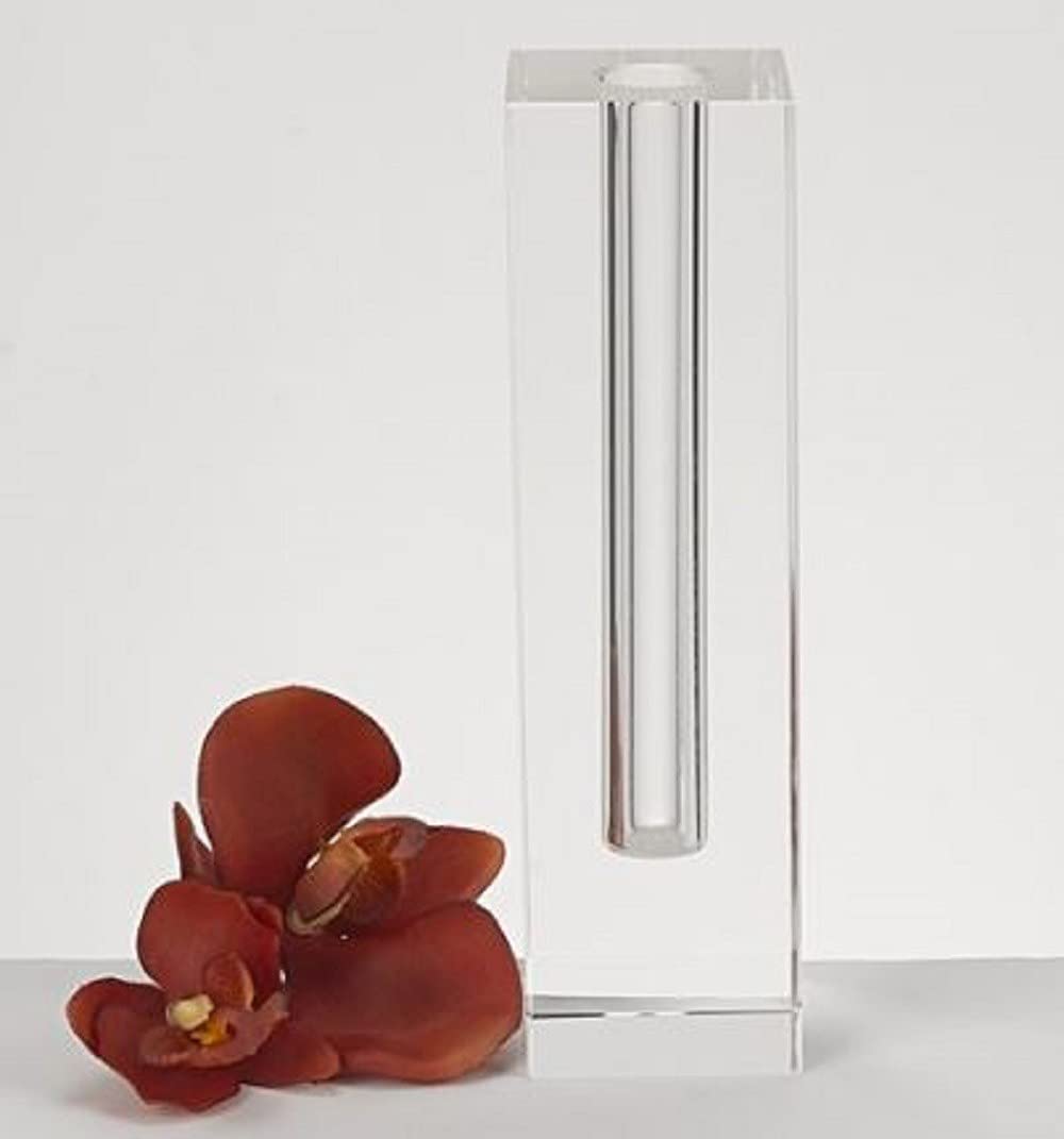 Modern Clear Tall Block Optical Crystal Vase - Elegant Home Decor for Flowers, Centerpieces & Wedding Decorations - Perfect for Living Room, Dining Table & Event Displays
