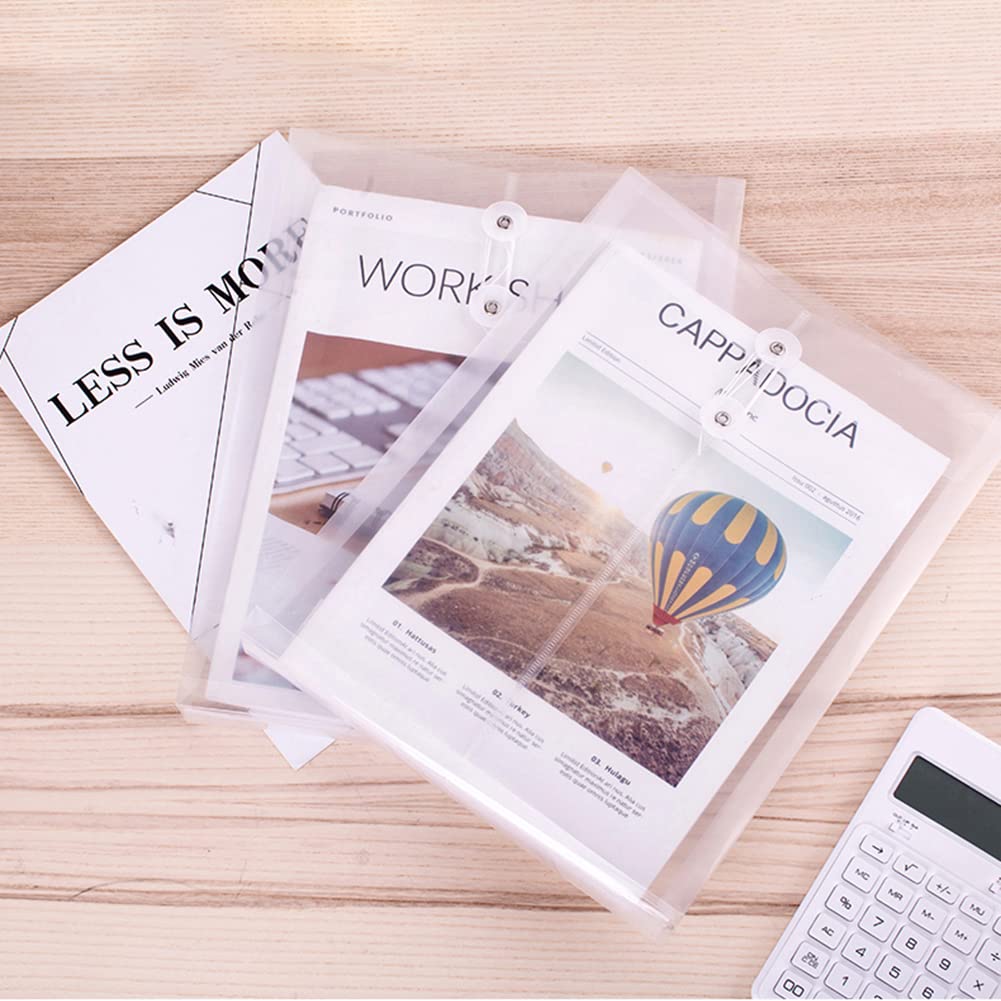 10PCS A4 Plastic File Envelopes - Waterproof Letter Size Document Organizers with Button String Closure for Office, School, Home - Perfect for Storing Bills, Contracts, Projects & Important Papers