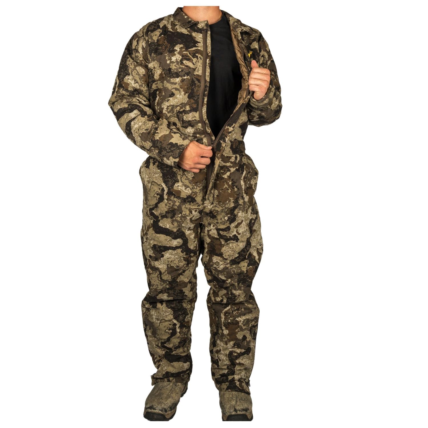 Men's Insulated Twill Camo Hunting Coverall - Warm One-Piece Full Body Coveralls for Cold Weather | Waterproof Hunting Suit for Outdoor Activities, Winter Camping & Ice Fishing