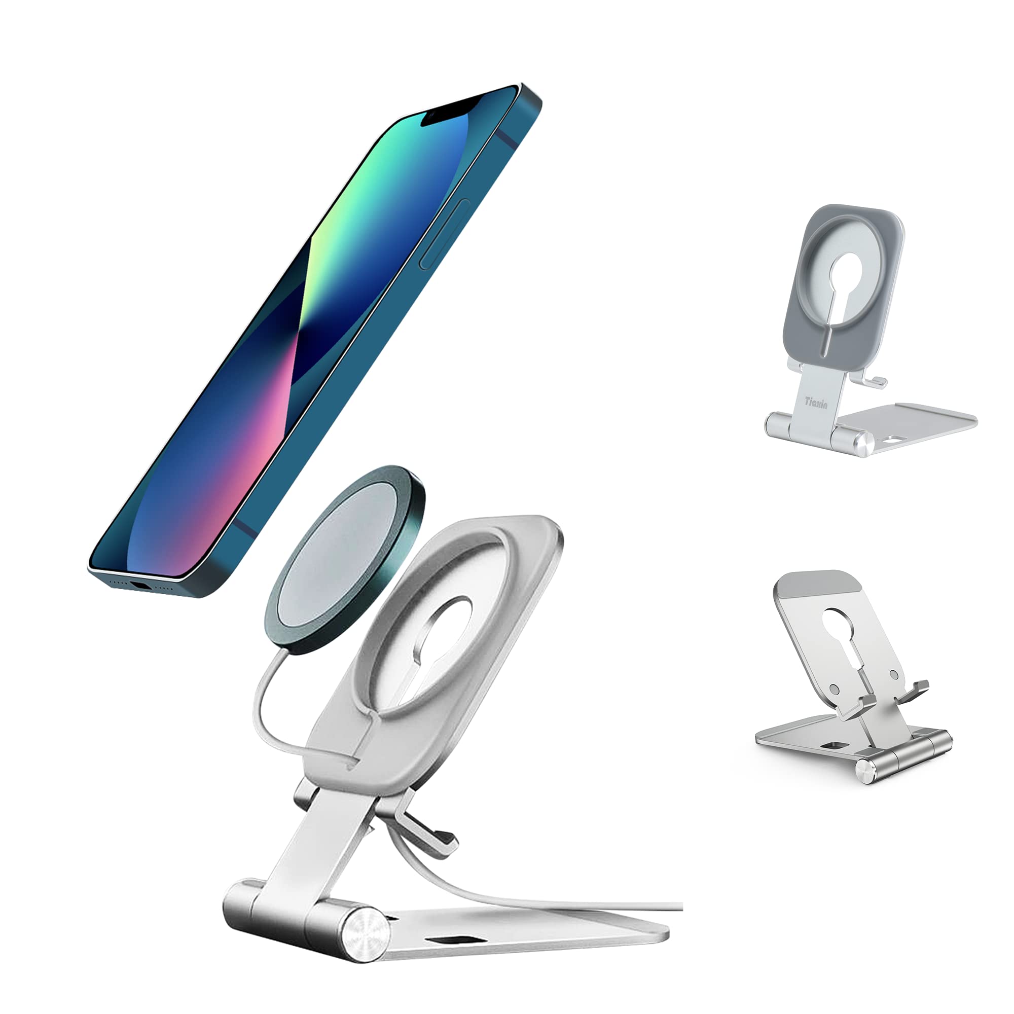 Foldable MagSafe Charger Stand & Universal Phone Holder - Adjustable Tablet Dock for iPhone 13/12/Smartphones, Desk Organizer (MagSafe Not Included) | Perfect for Office, Home & Travel Charging Station