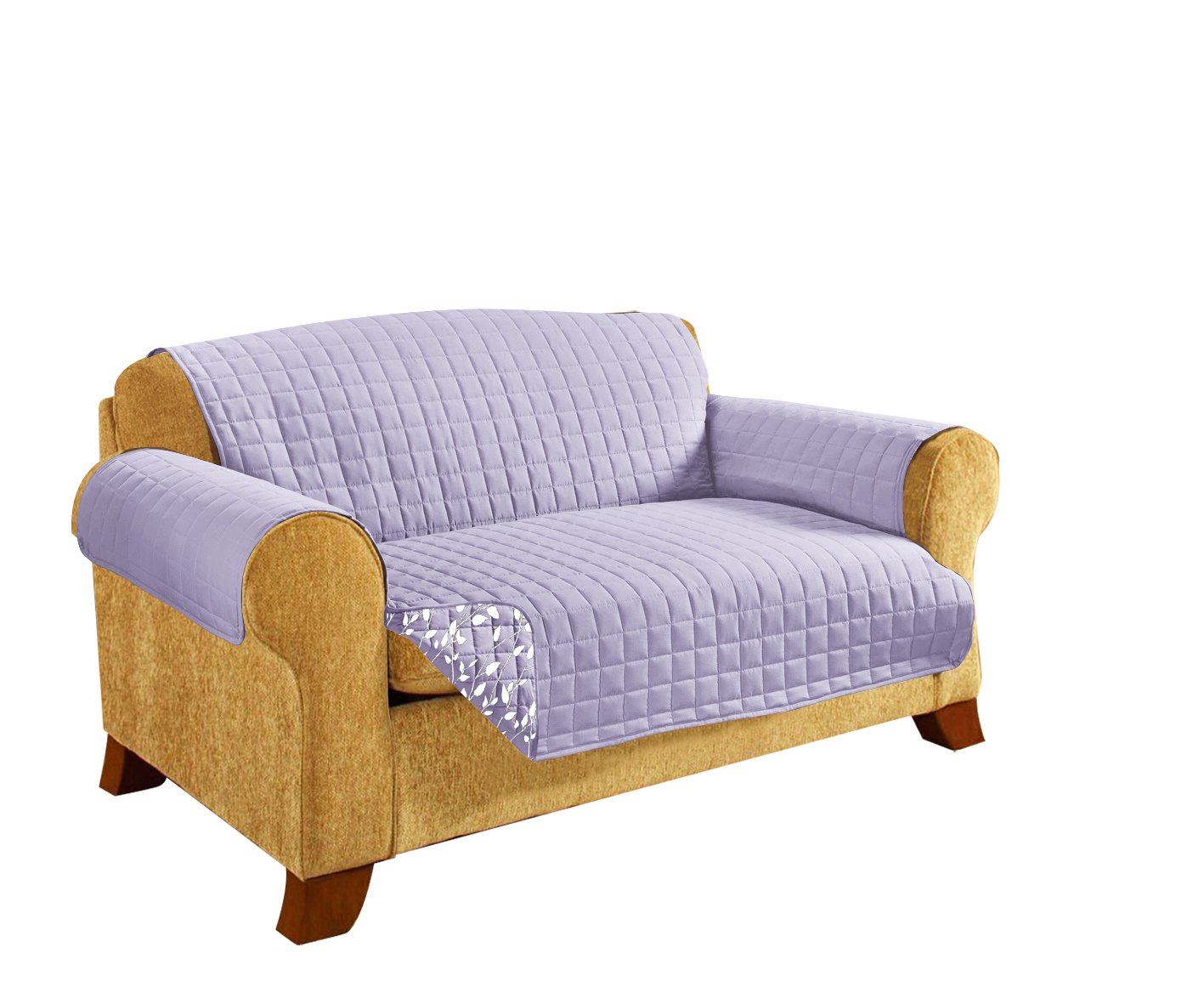 Quilted Furniture Protector for Pets & Kids - Non-Slip 2-Tie Design, Ultra-Soft Microfiber (Lilac) | Perfect for Sofas, Couches, Beds & Chairs - Pet Hair & Spill Protection