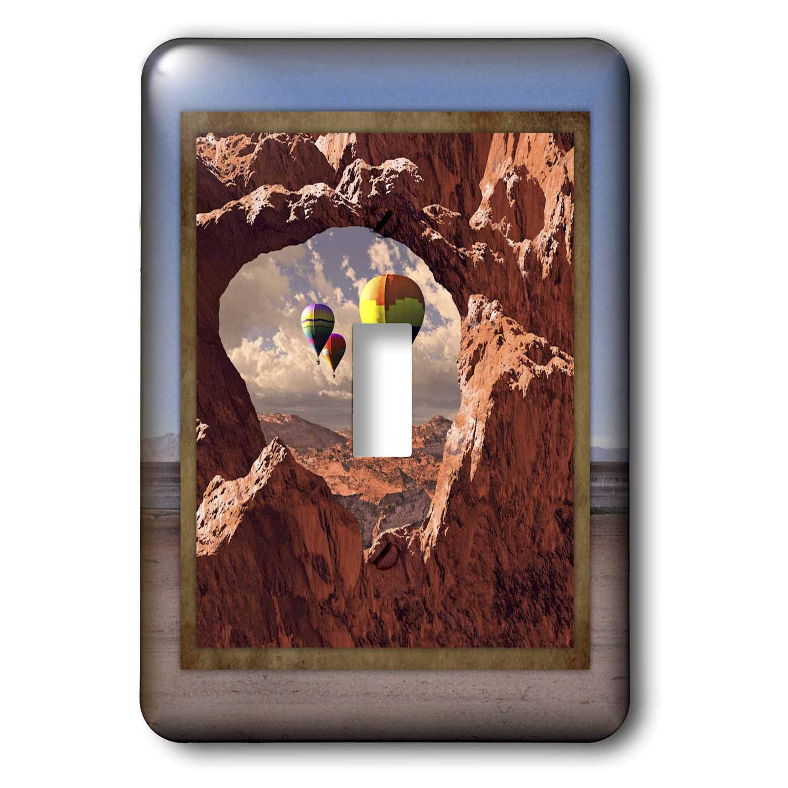 3D Rose Hot Air Balloons in The Southwest - Single Toggle Switch Cover Plate for Home Decor, Office & RV Use - Perfect for Light Switches, Electrical Outlets & DIY Projects