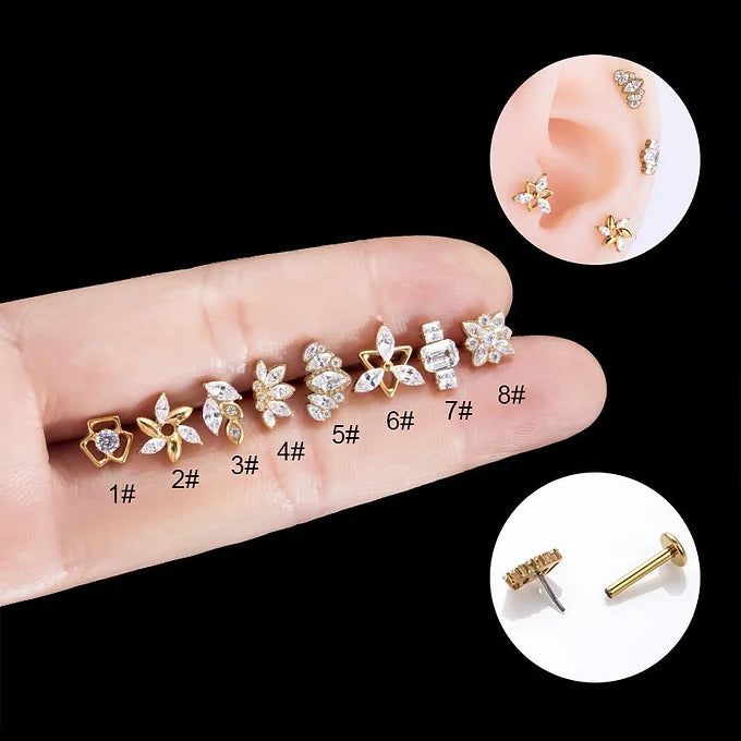 16G Cartilage Titanium Earrings - Hypoallergenic Windmill Flower Stud Earrings for Women | HSPJ545 | Perfect for Daily Wear, Parties & Special Occasions