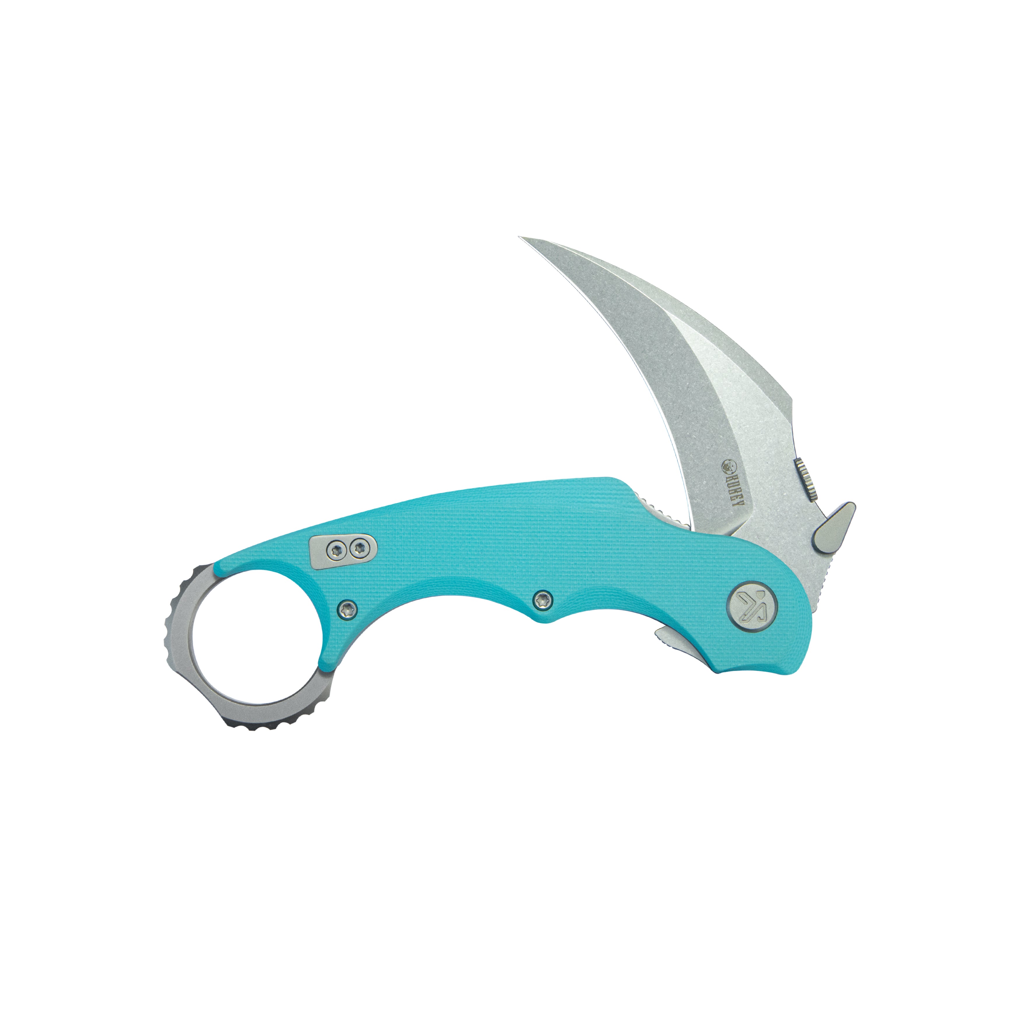 Kubey Rogue Pikal Karambit Folding Knife - Tiffany Blue G10 Handle, 2.91