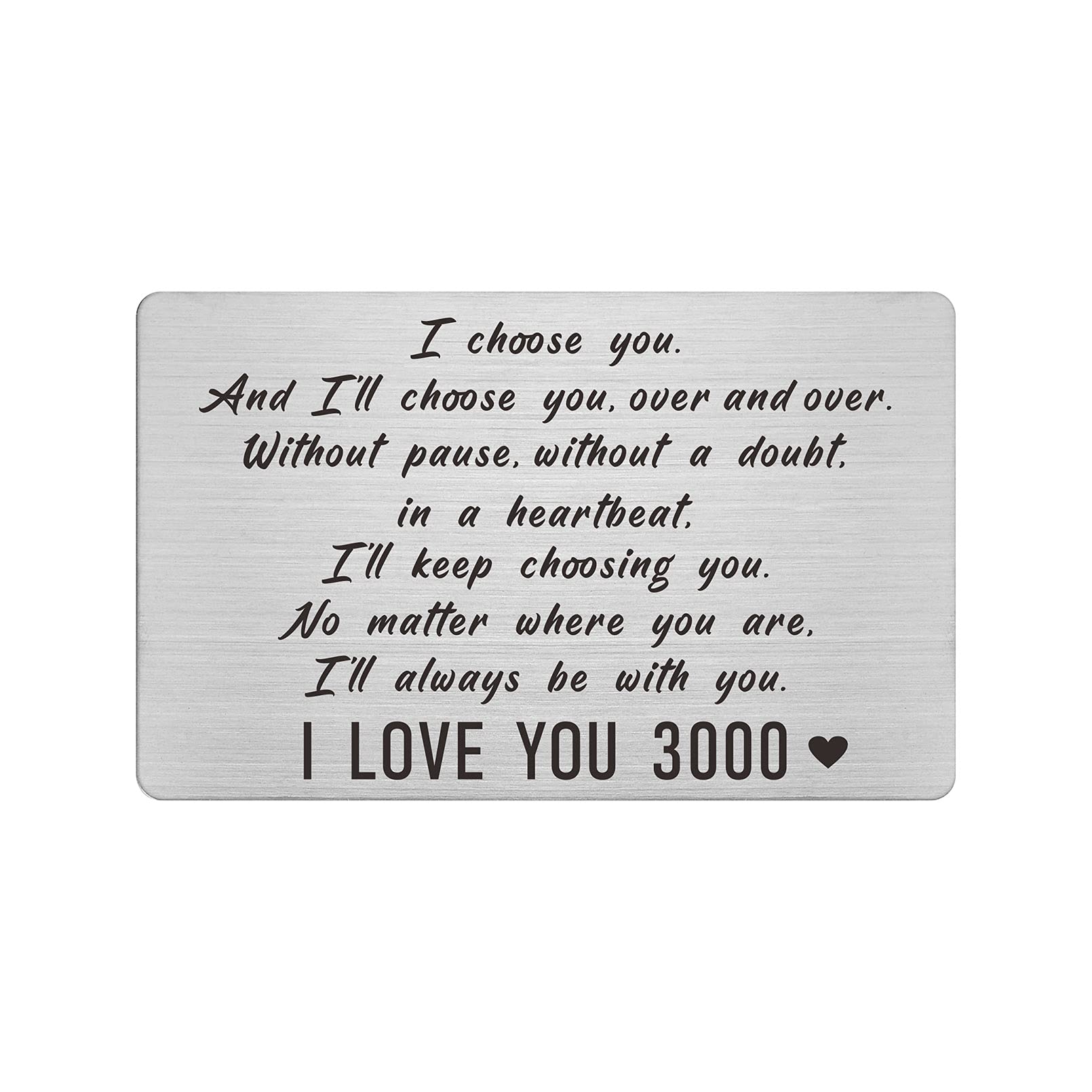 I Love You 3000 Engraved Wallet Card - Romantic Gift for Husband & Grooms - Perfect for Anniversaries & Valentines