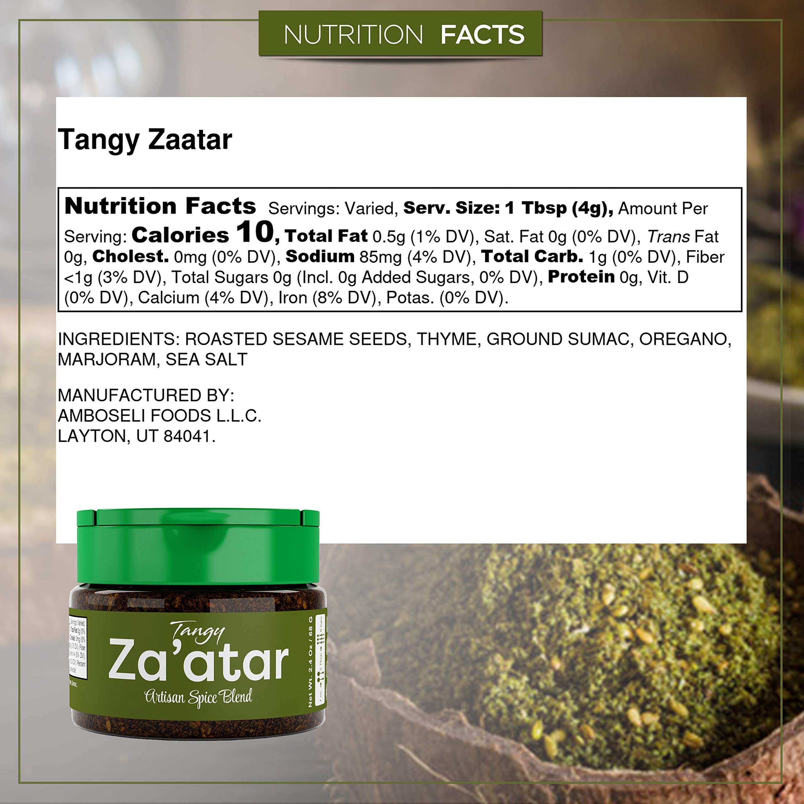USimplySeason Tangy Zaatar Spice (2.4 oz) - Authentic Mediterranean Seasoning Blend for Bread, Hummus, Salads & More - Vegan, Non-GMO, Gluten-Free, Made in USA - Perfect for Cooking, Baking & Meal Prep